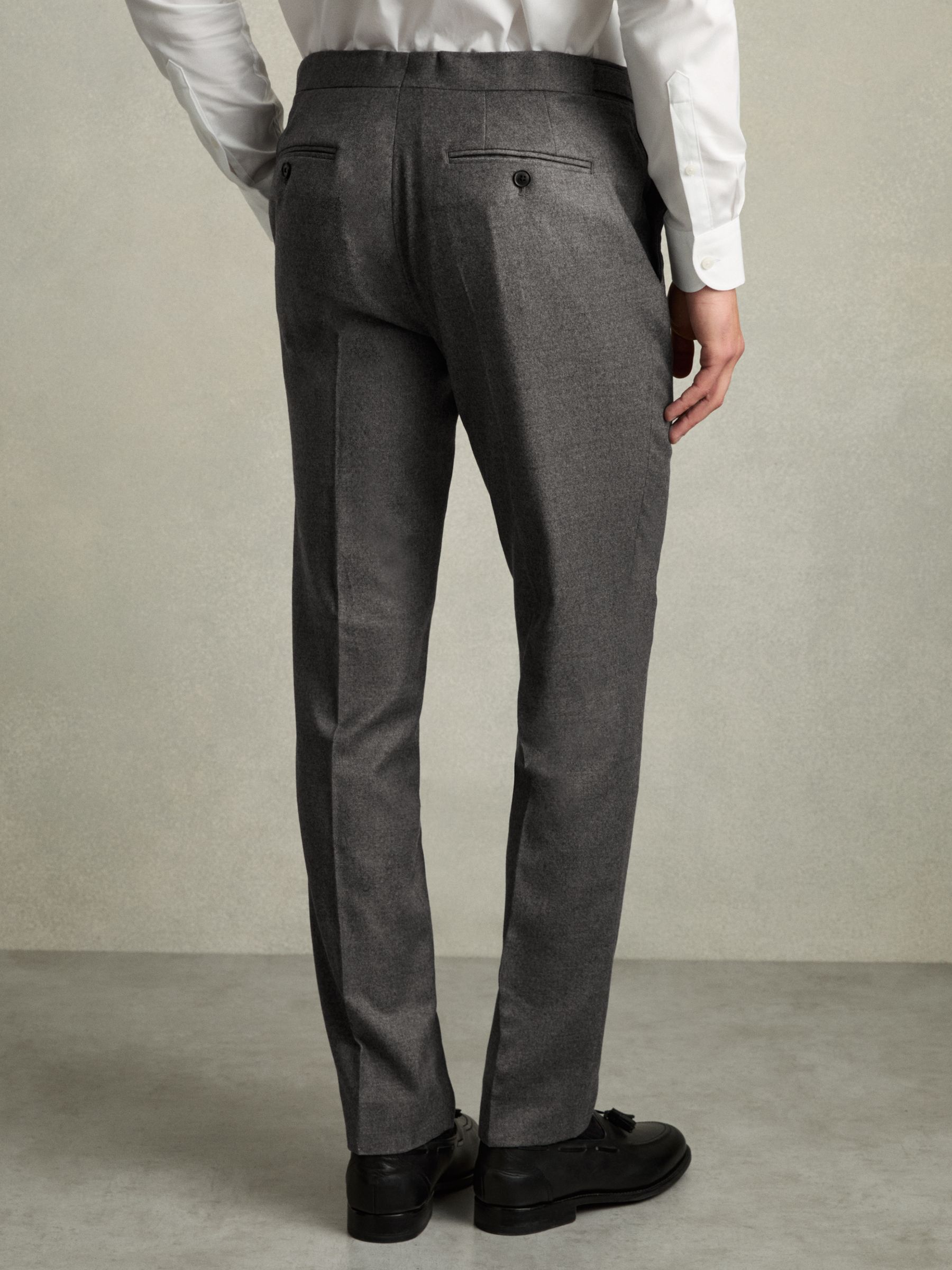 Slim-Fit Wool Blend Suit Trousers in Grey Melange - Image 7 of 8