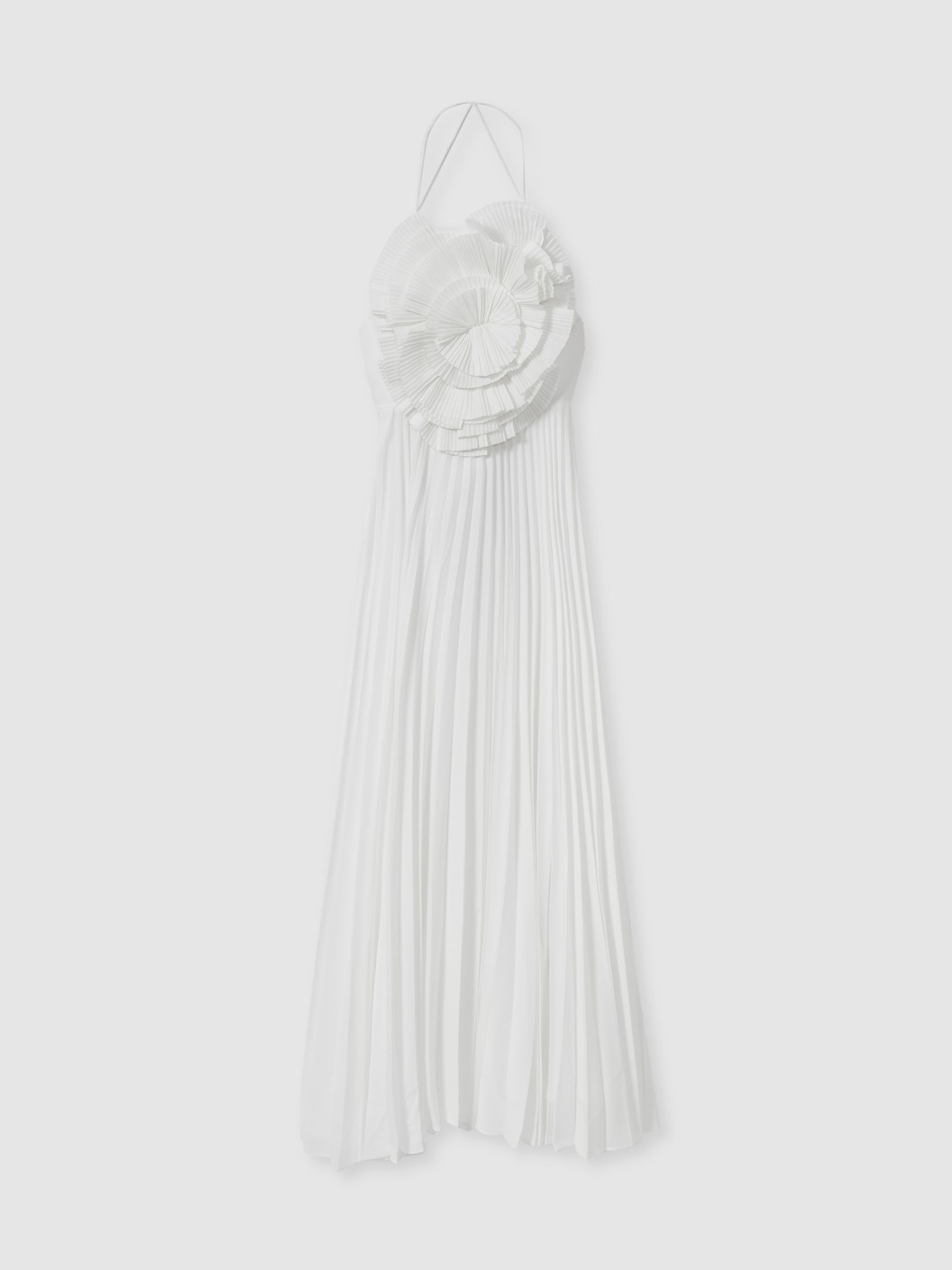 Acler Satin Pleated-Ruffle Maxi Dress in Ivory - Image 2 of 6