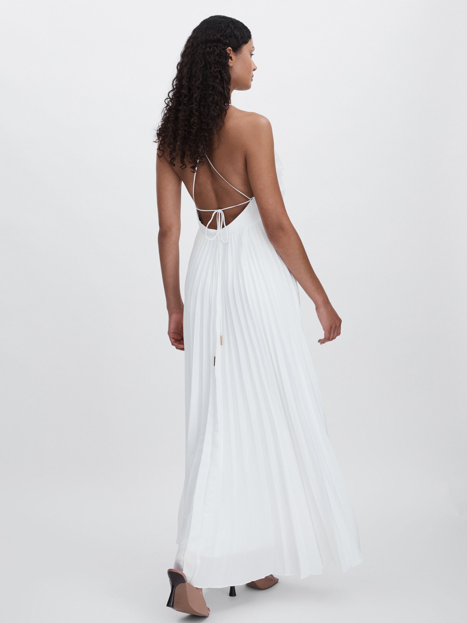 Acler Satin Pleated-Ruffle Maxi Dress in Ivory - Image 5 of 6