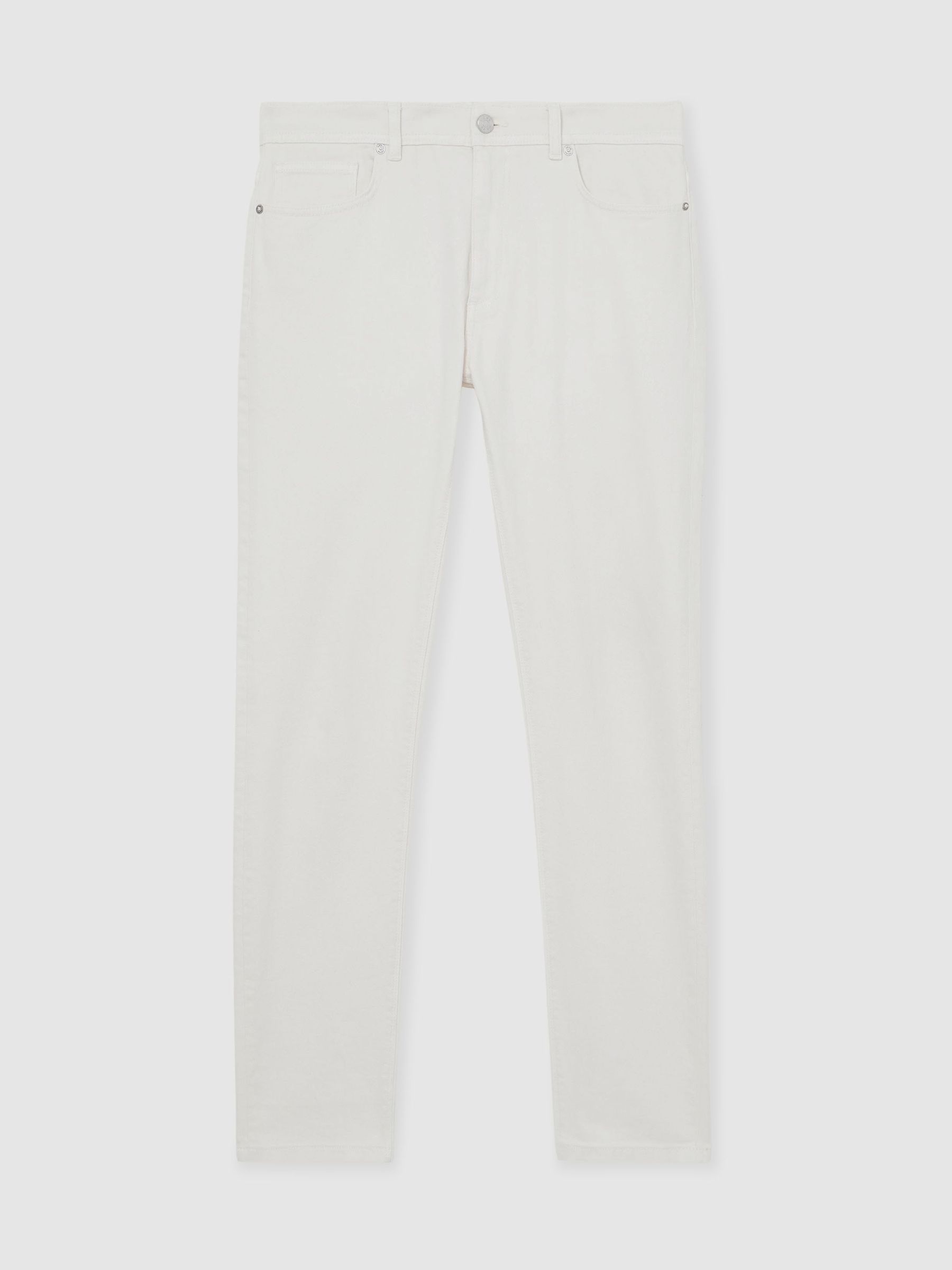 Cotton-Stretch Slim-Fit Jeans in White - image 1