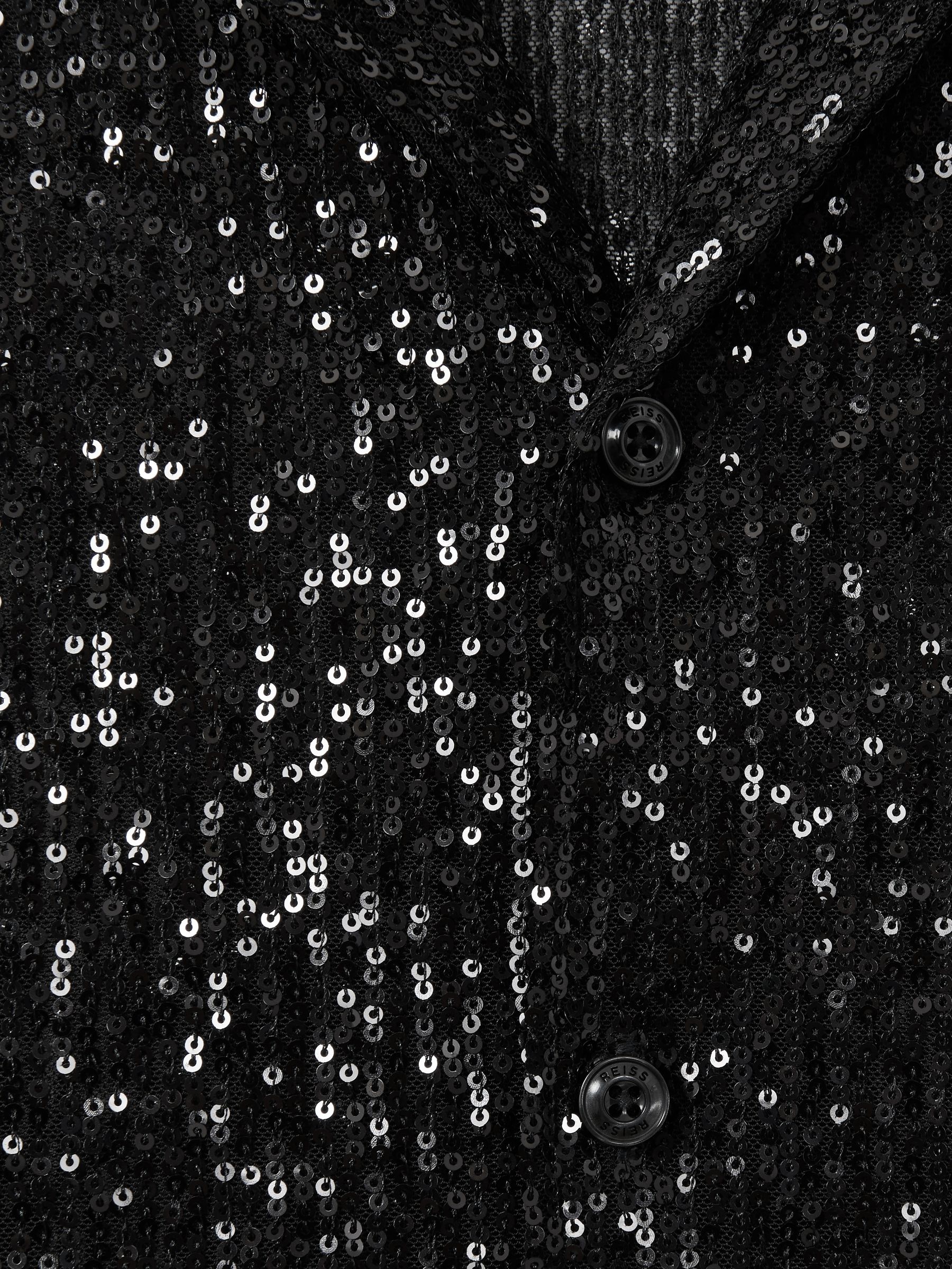 Sequinned Cuban-Collar Shirt in Black - Image 7 of 7