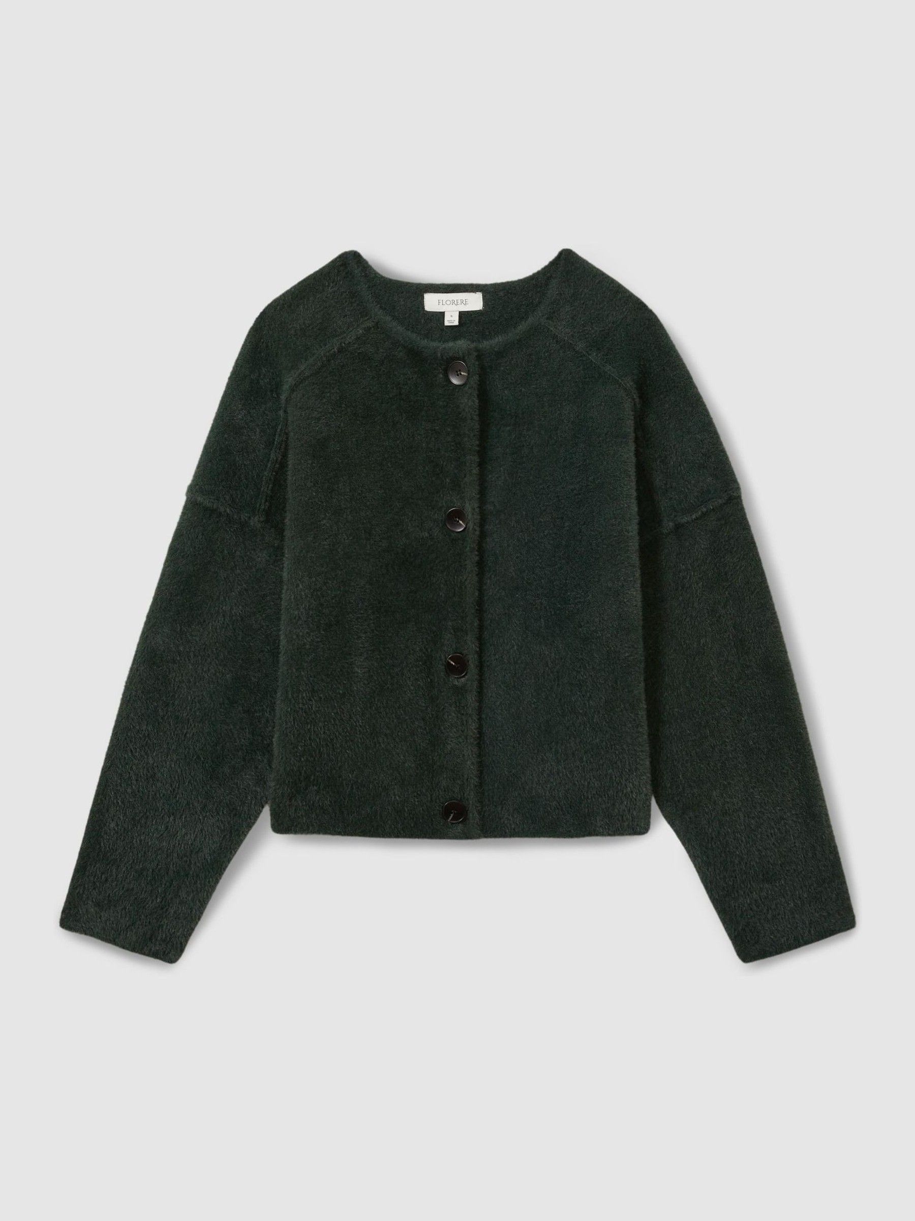 Florere Fluffy Cropped Jacket in Green - Image 2 of 7