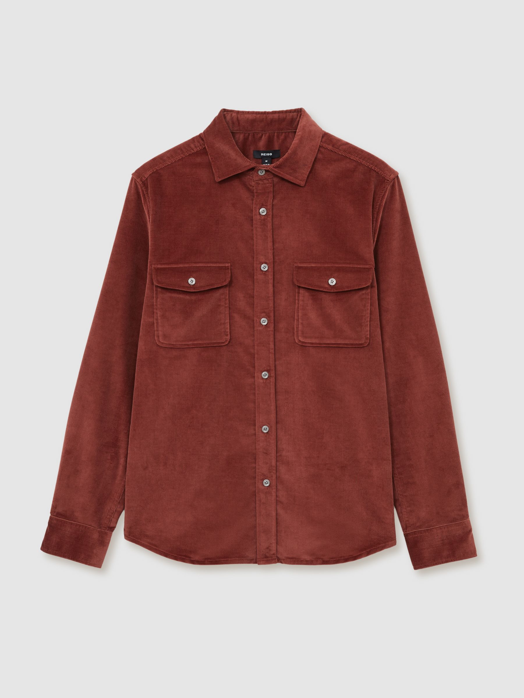 Cotton-Blend Corduroy Overshirt in Rust - Image 2 of 6