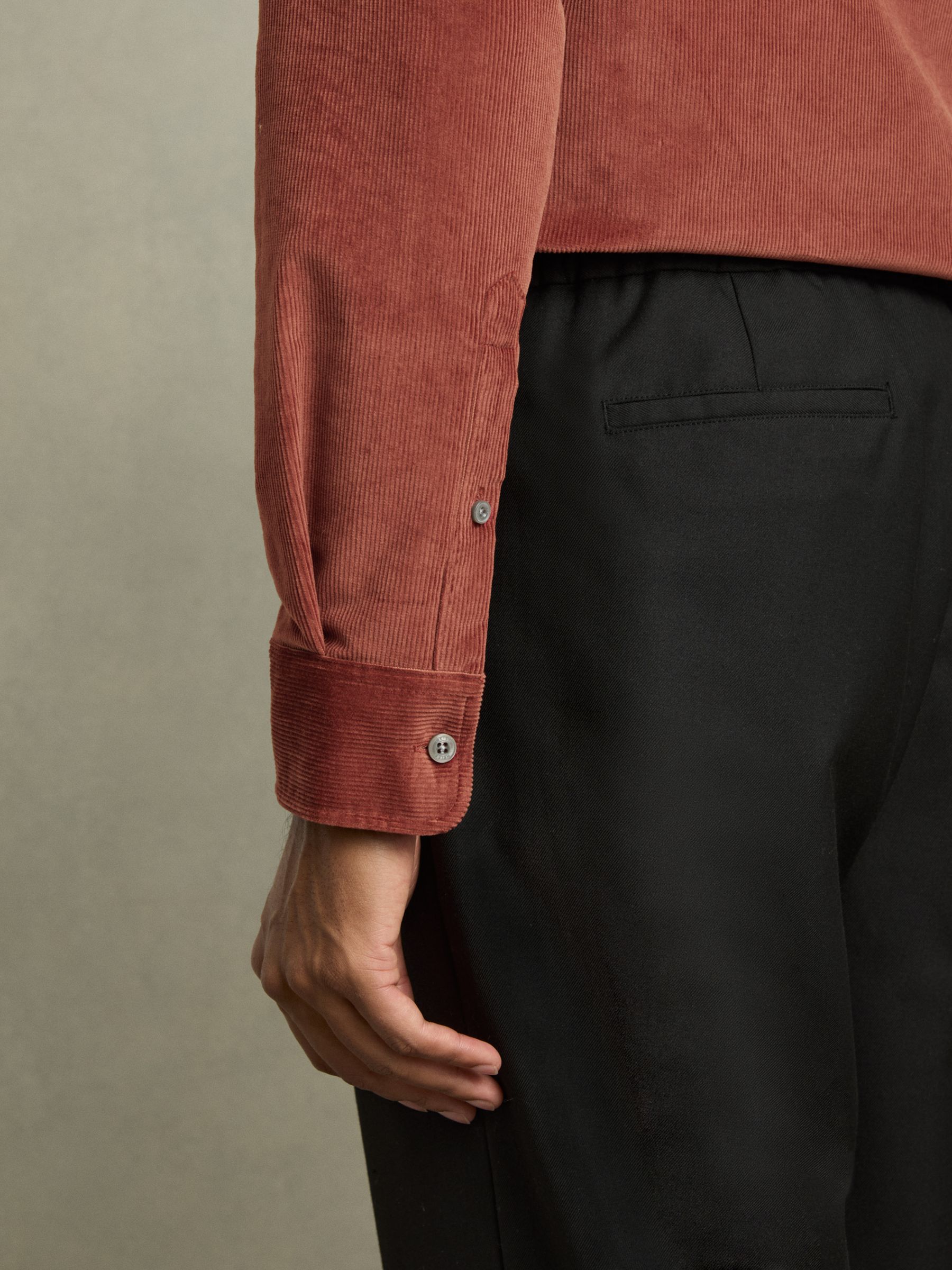 Cotton-Blend Corduroy Overshirt in Rust - Image 5 of 6