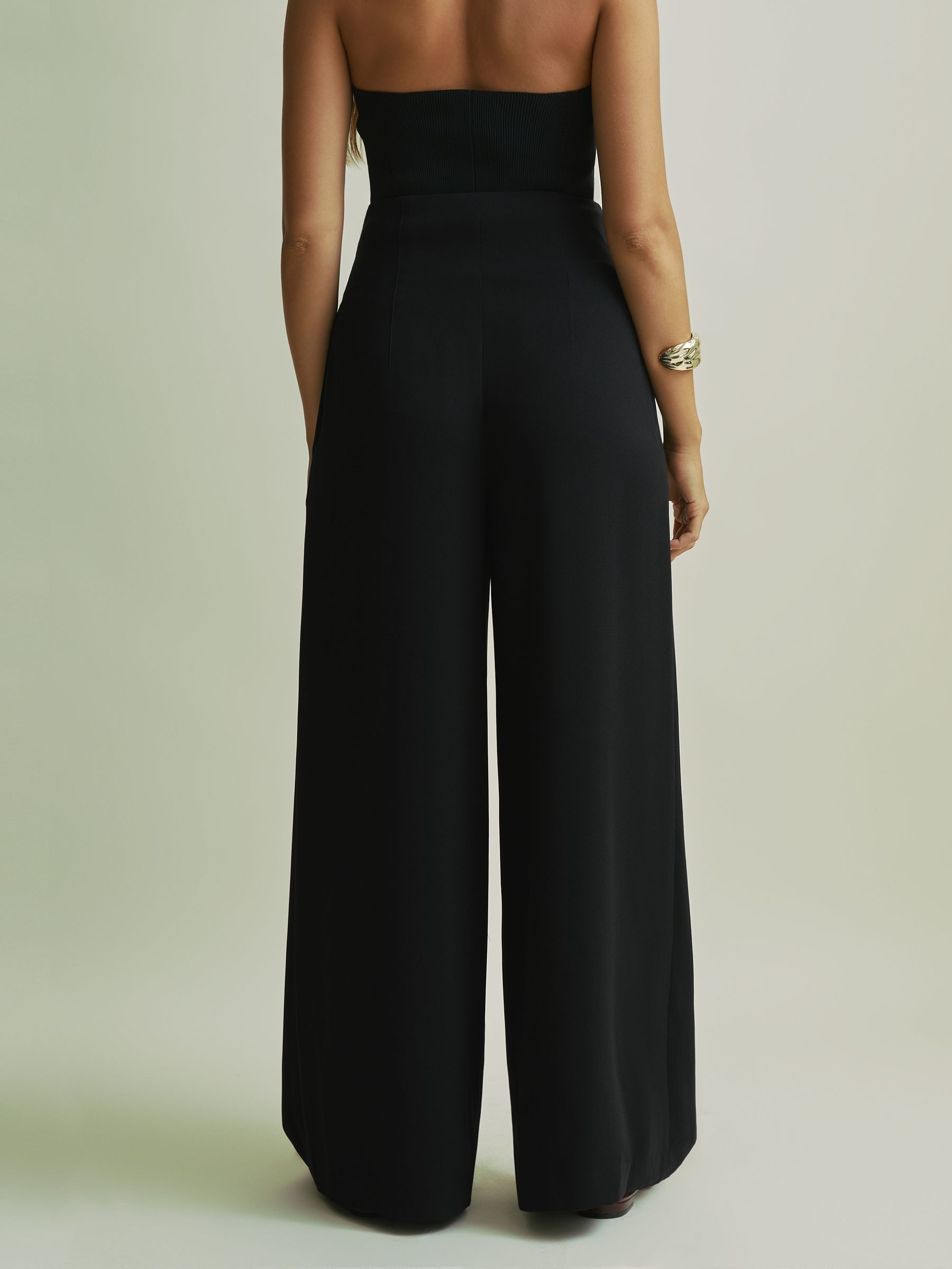 Florere Pleated Wide Leg Trousers in Black - Image 5 of 6