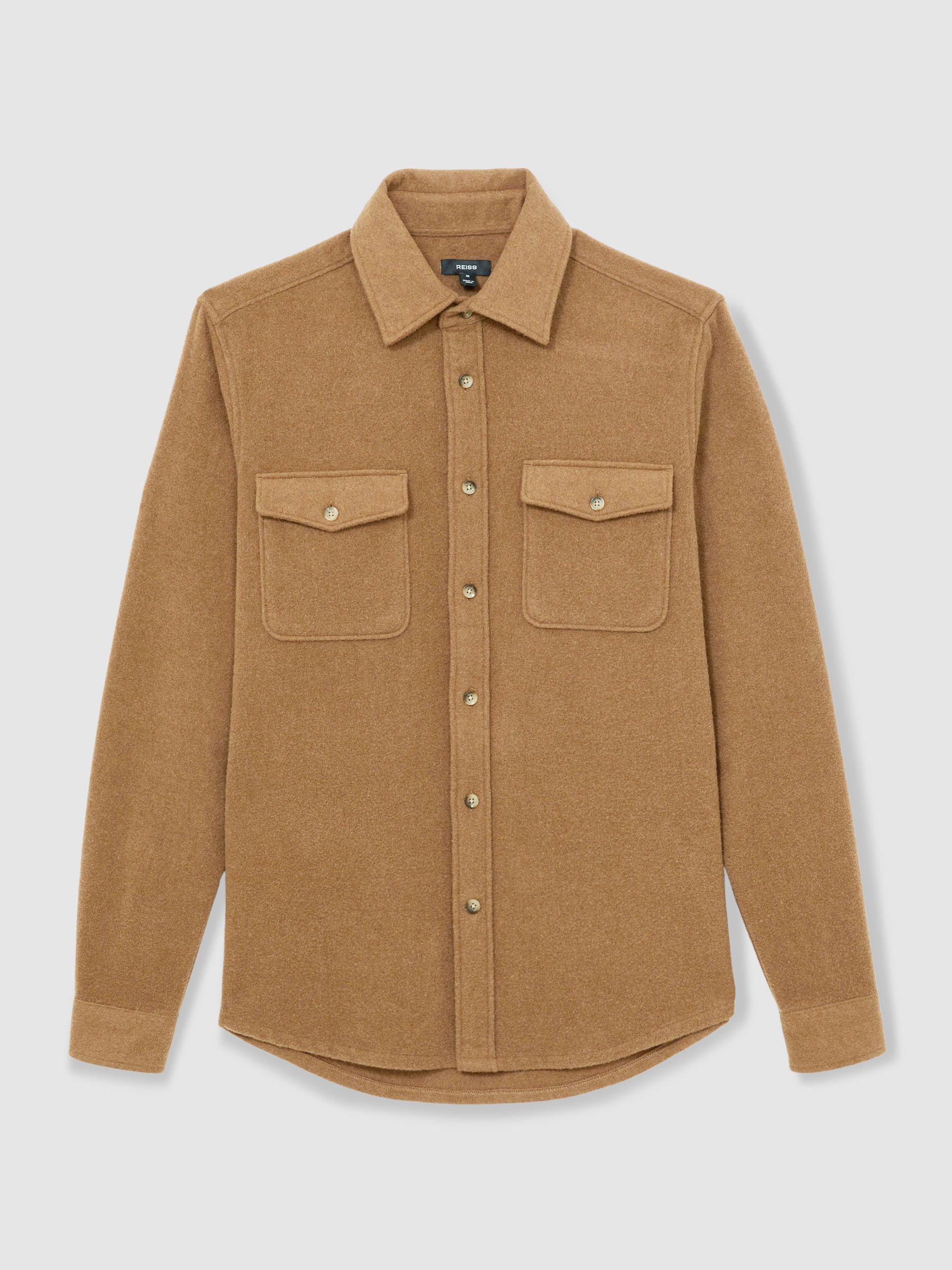 Twin-Pocket Overshirt With Wool in Camel - Image 2 of 7