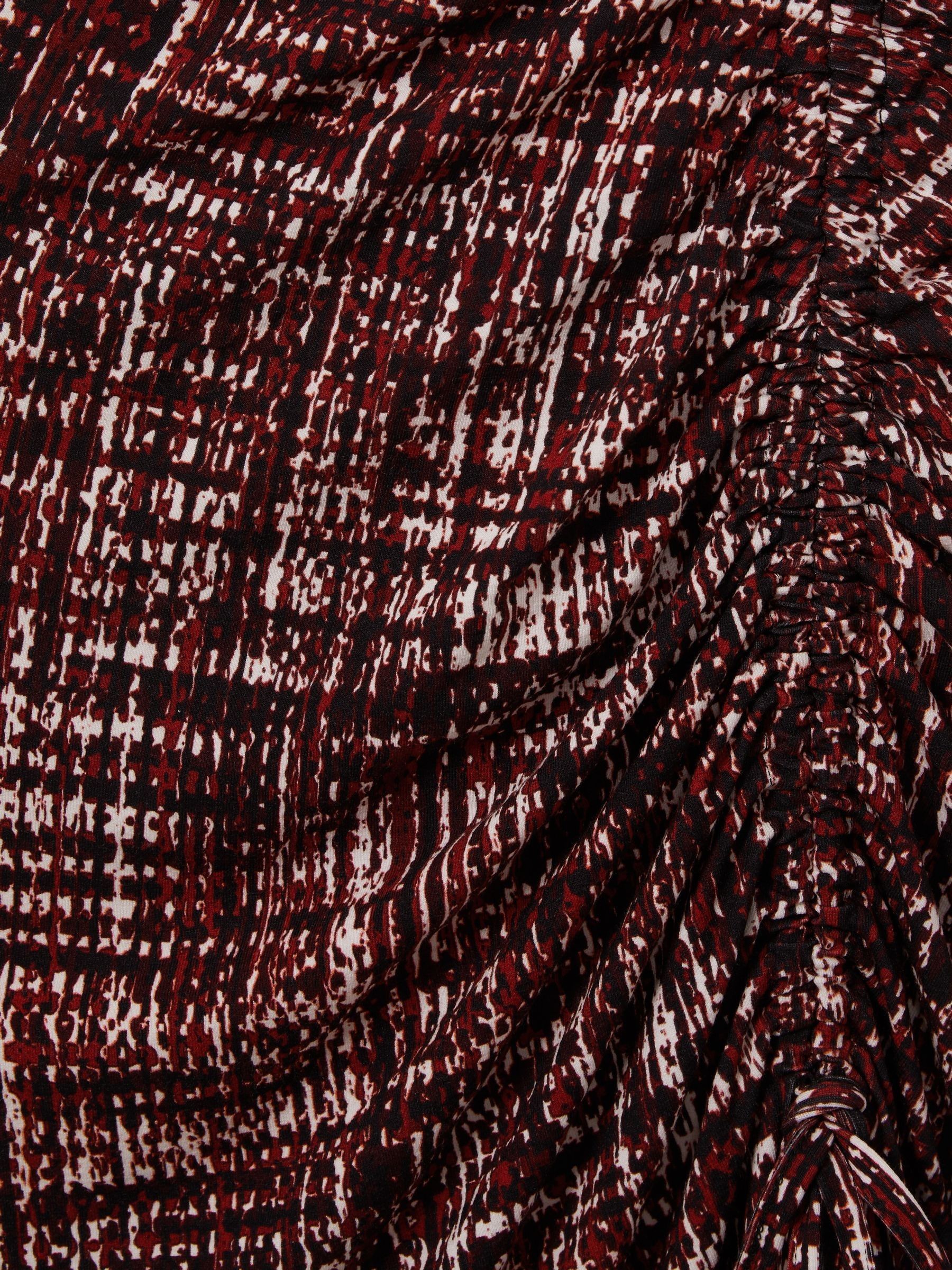 Printed Ruched Midi Dress in Red - image 5