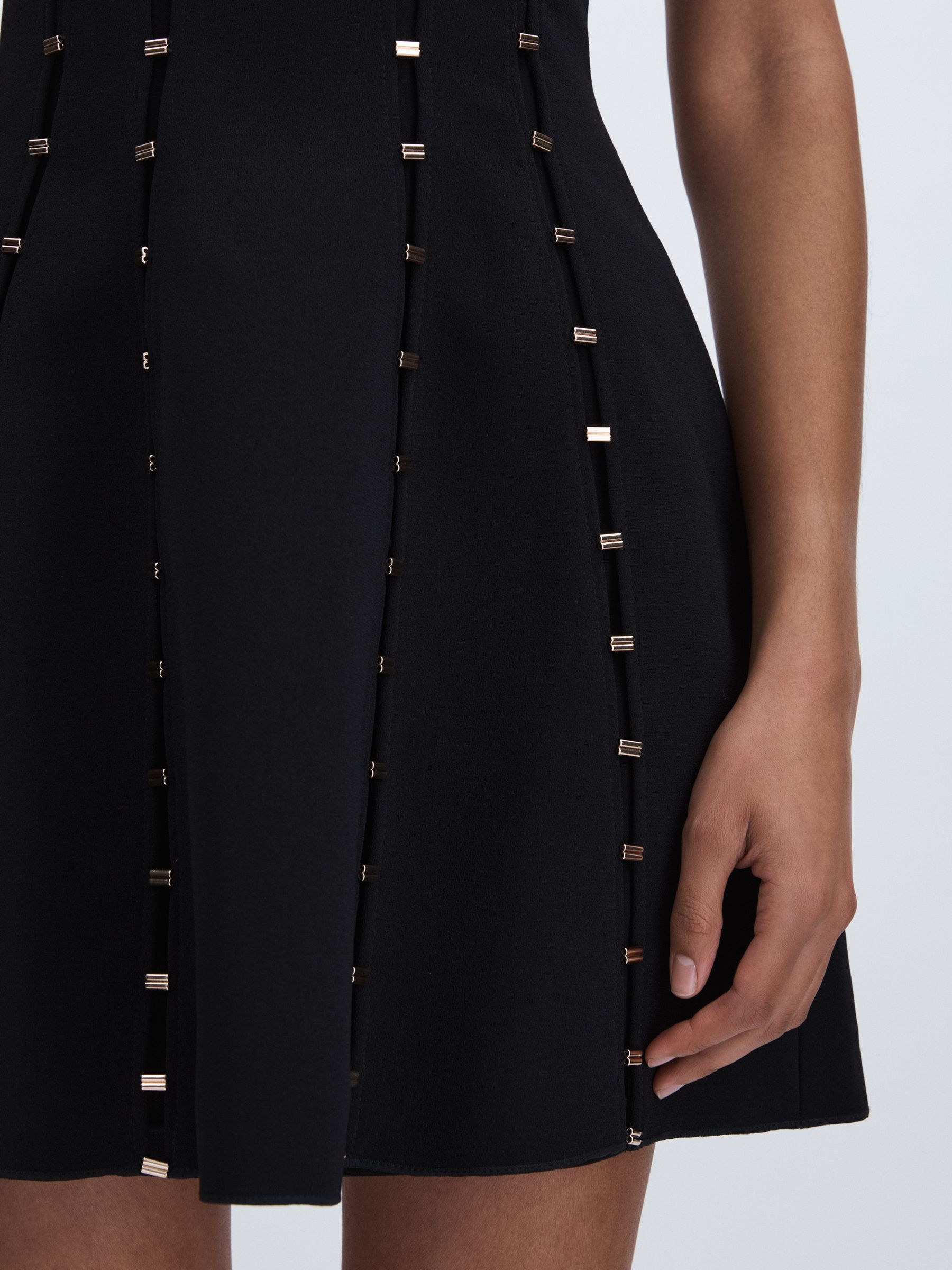 Acler Strapless Crepe Bar-Seam Black Mini Dress in Black - Image 4 of 7