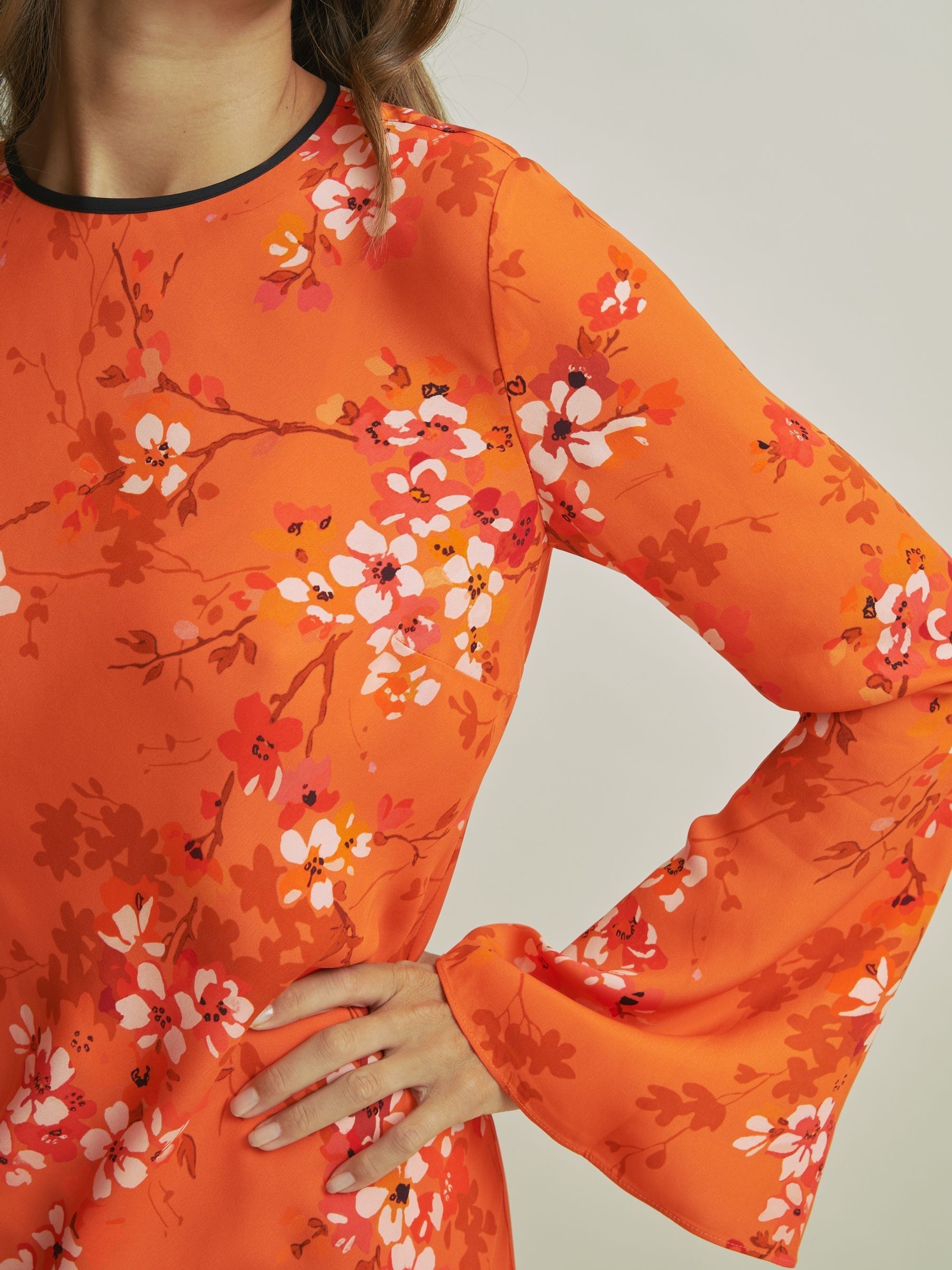 Florere Flute Sleeve Midi Dress in Orange - Image 5 of 6