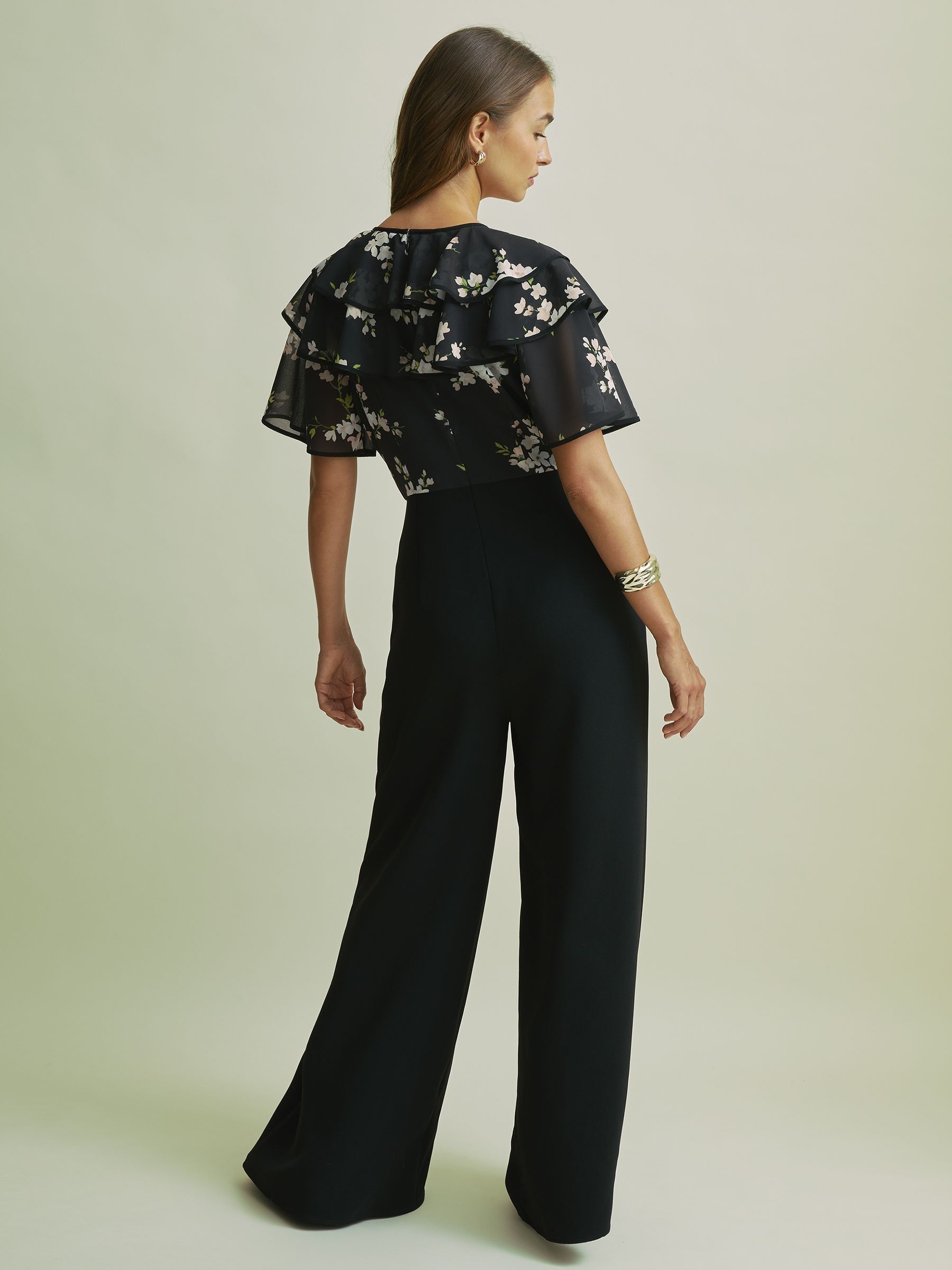 Florere Frill Sleeve Wide Leg Black Jumpsuit in Black - Image 4 of 7