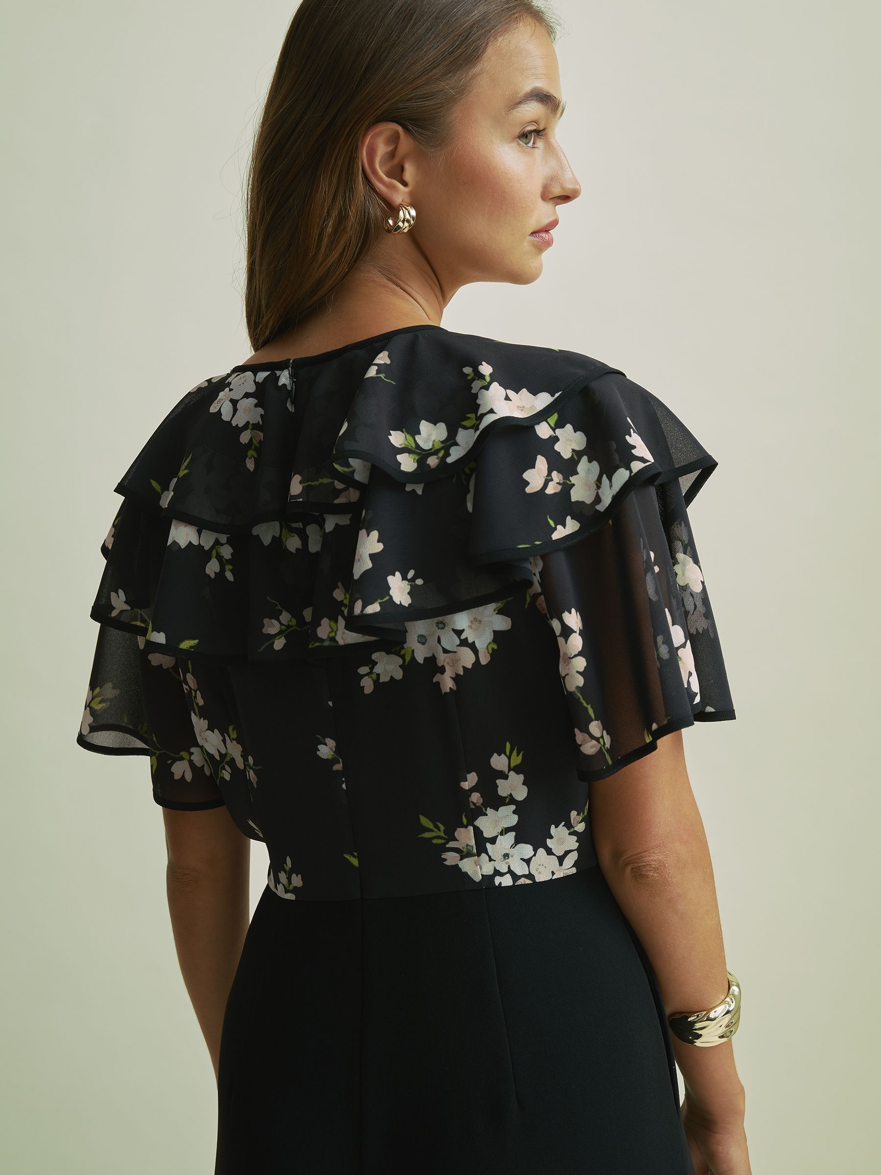 Florere Frill Sleeve Wide Leg Black Jumpsuit in Black - Image 5 of 7