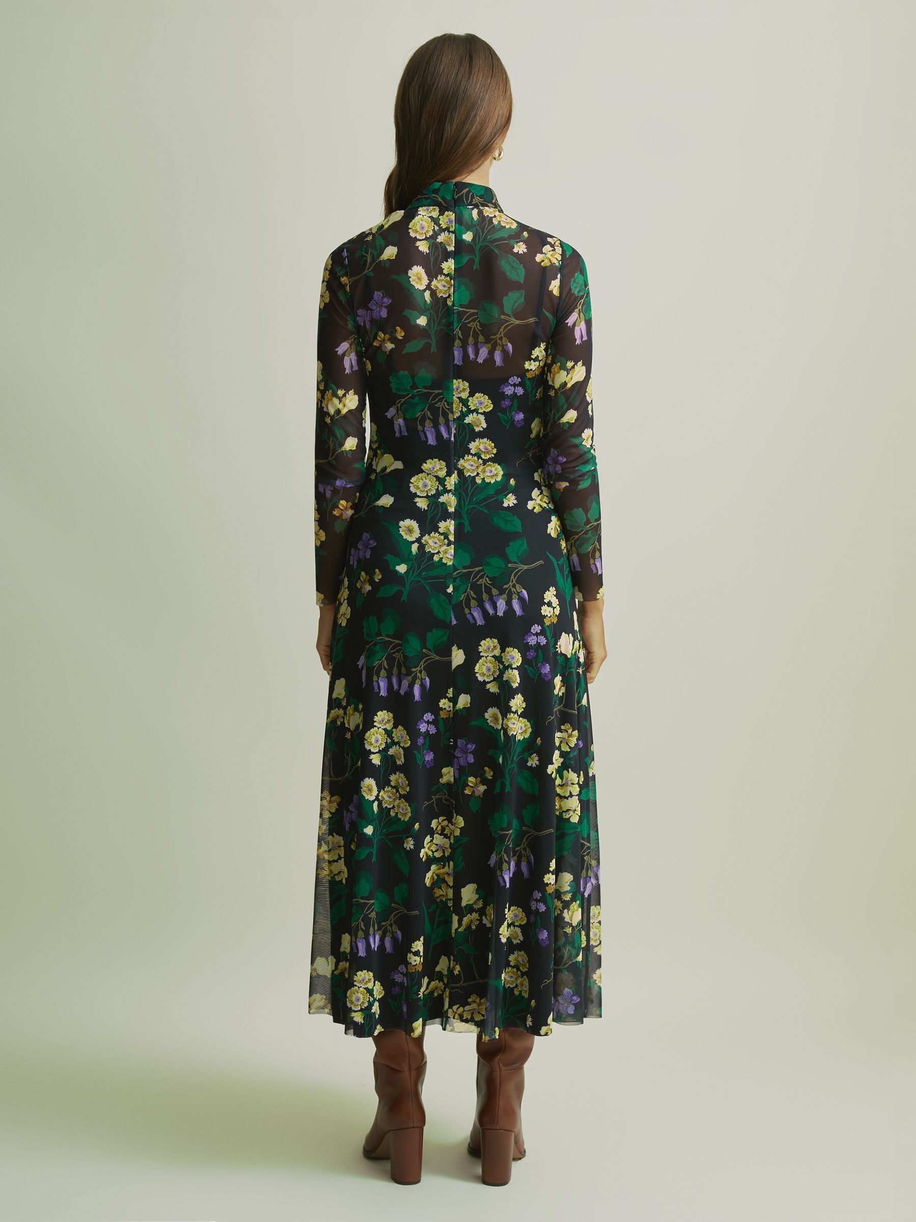 Florere Fit-and-Flare Mesh Midi Dress in Multi - Image 5 of 6