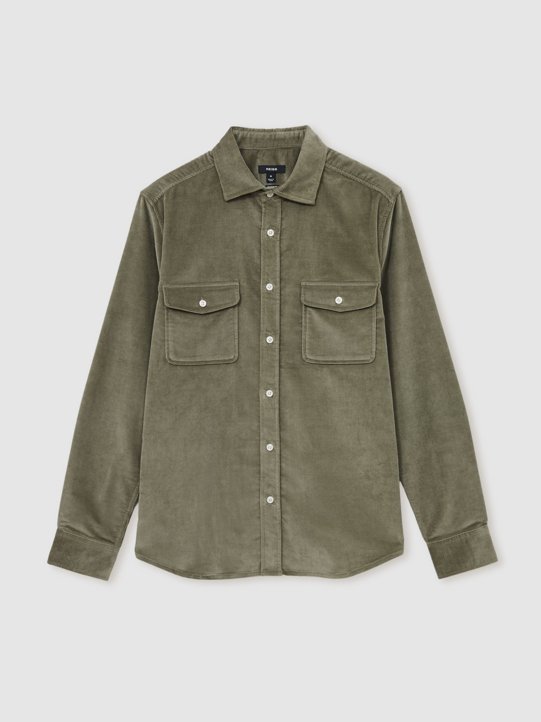 Cotton-Blend Corduroy Overshirt in Sage - Image 2 of 6