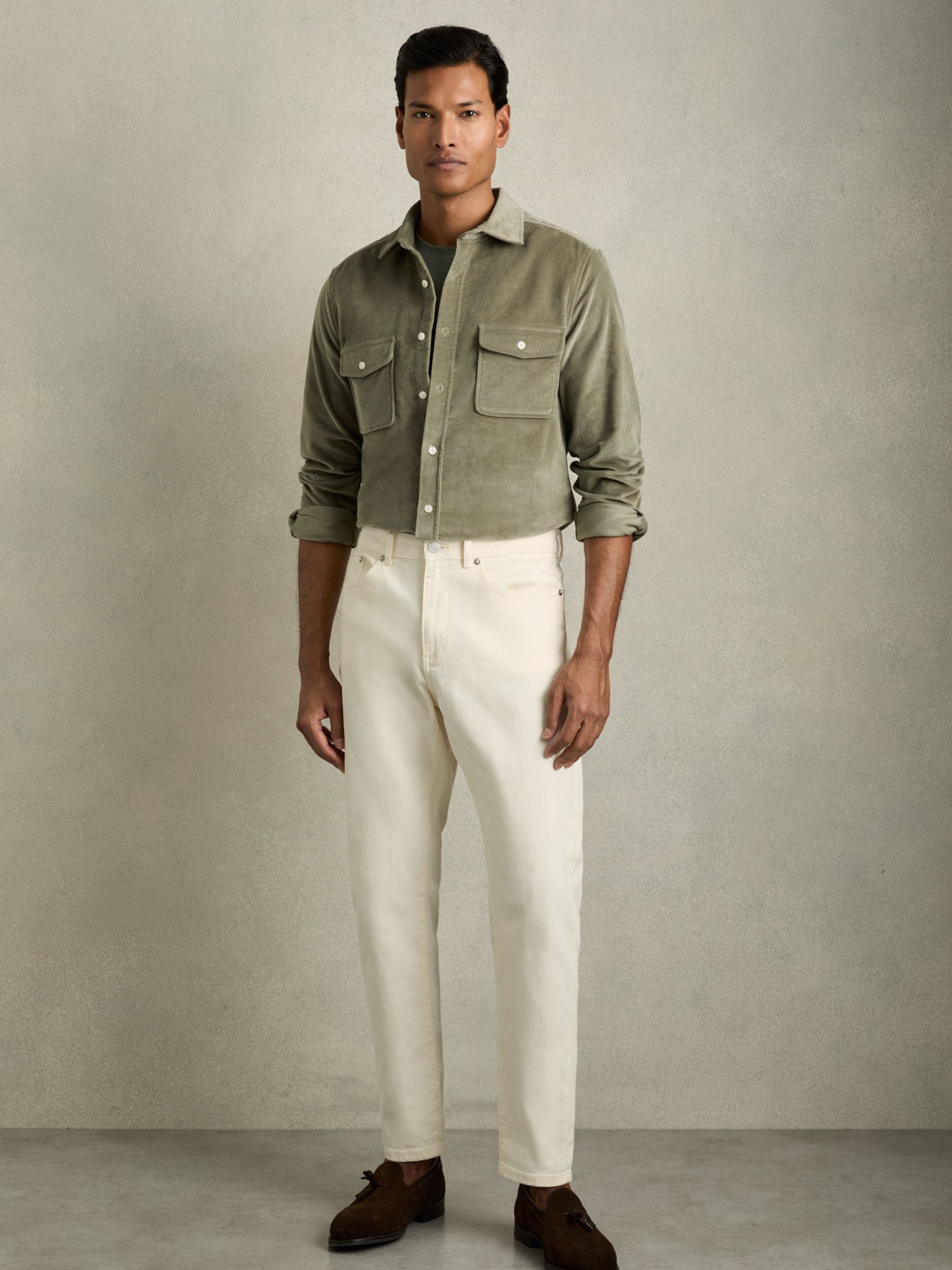 Cotton-Blend Corduroy Overshirt in Sage - Image 4 of 6