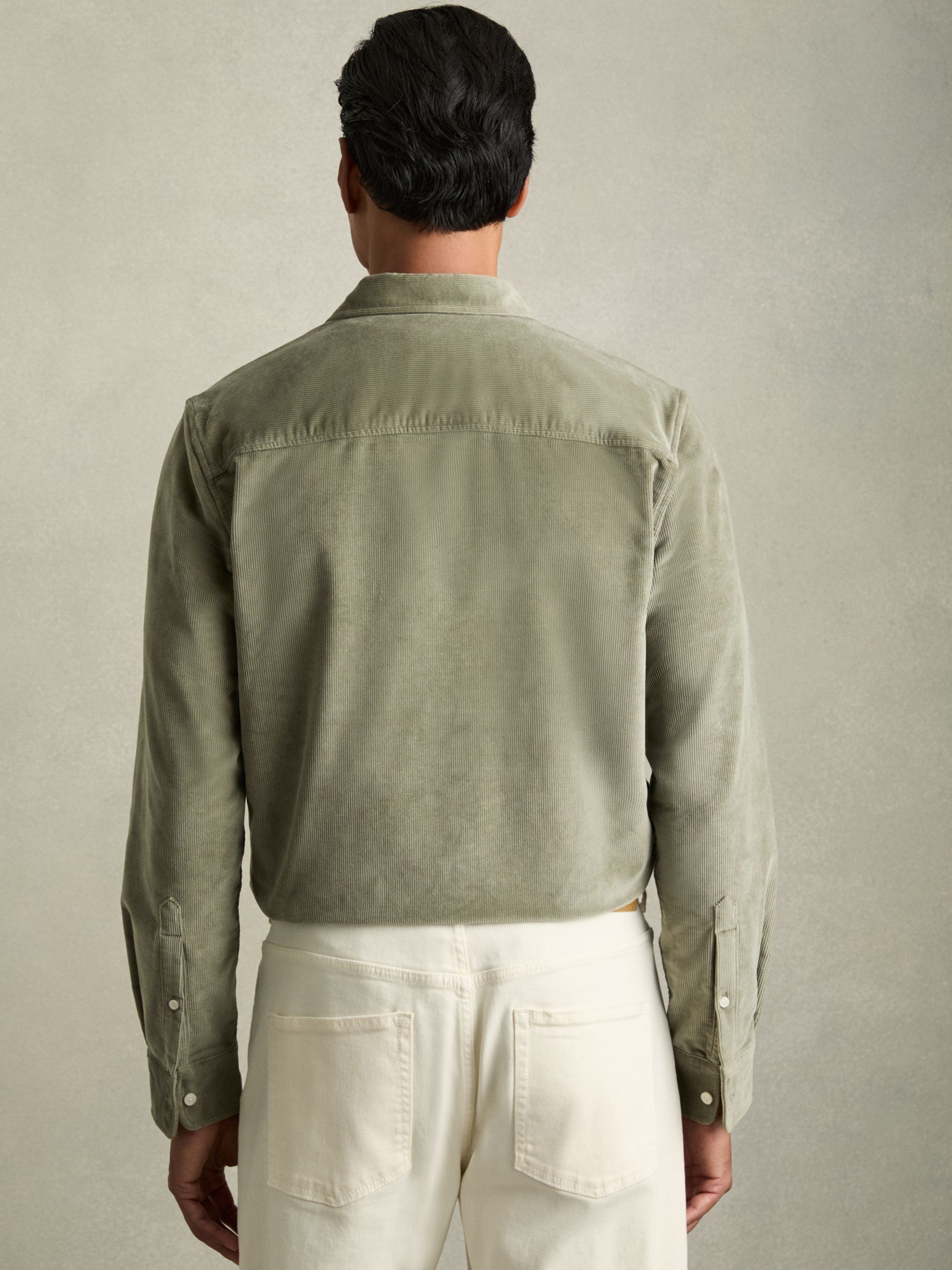 Cotton-Blend Corduroy Overshirt in Sage - Image 5 of 6
