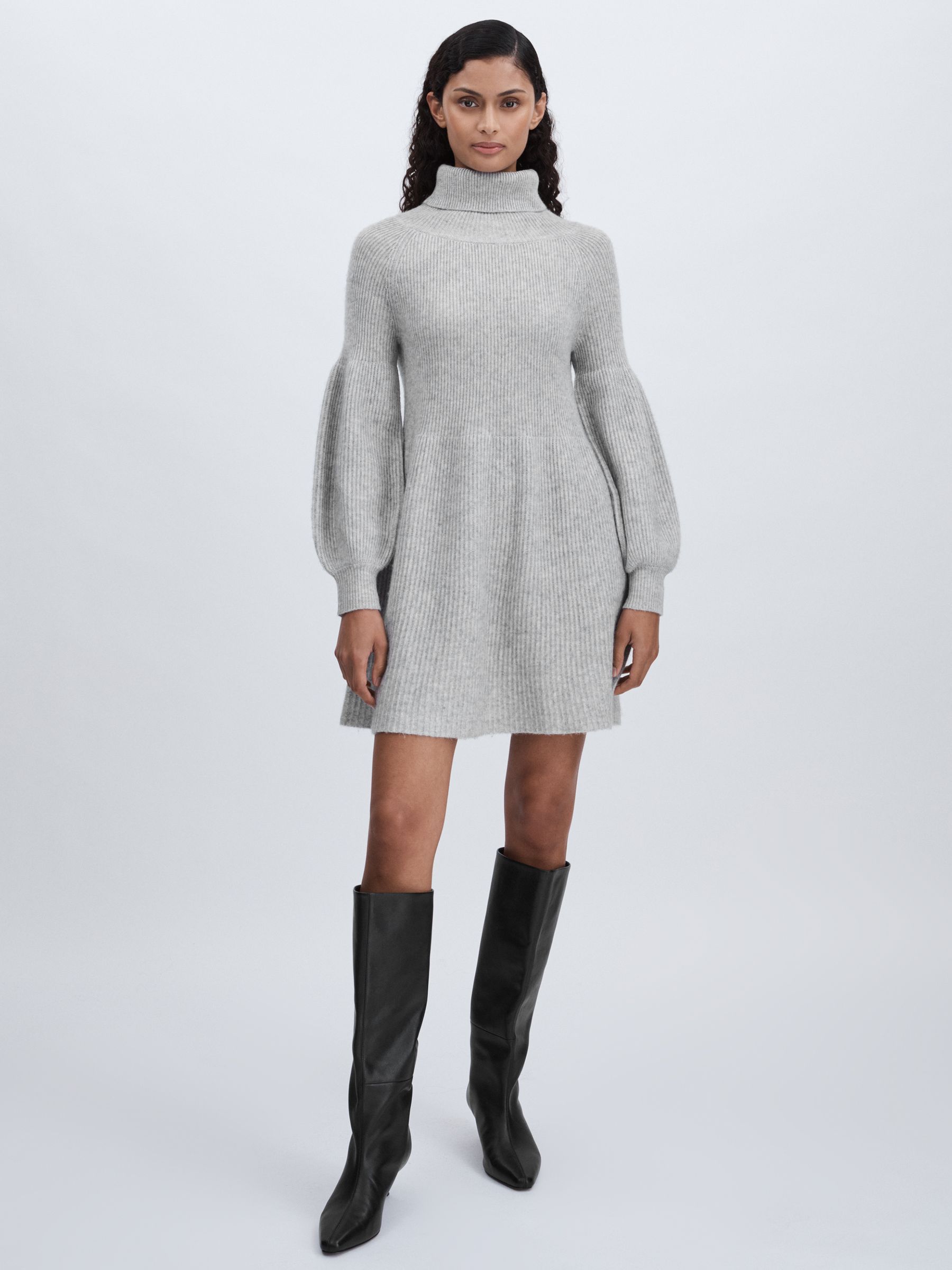 Madeleine Thompson Wool-Cashmere Mini Dress in Grey - Image 1 of 6