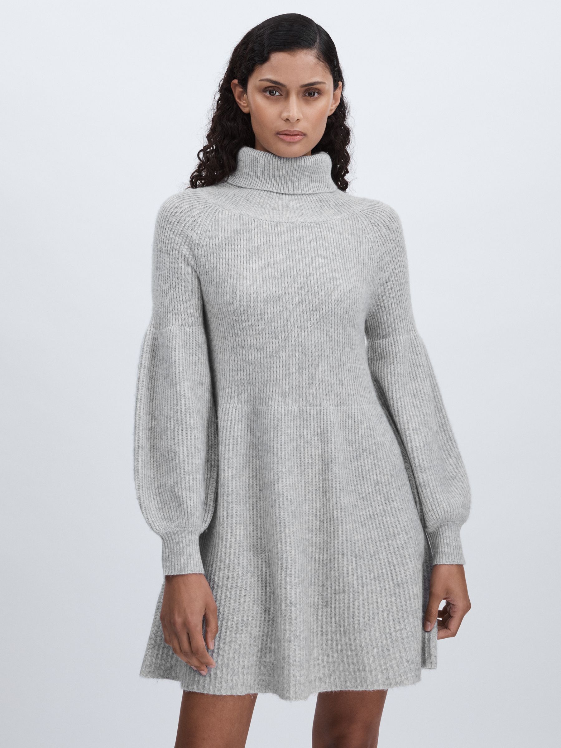 Madeleine Thompson Wool-Cashmere Mini Dress in Grey - Image 3 of 6