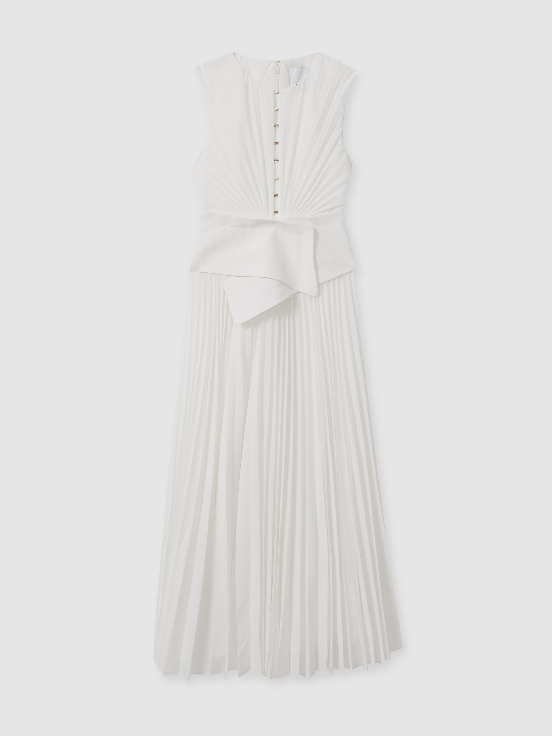 Acler Pleated Waist Panel Midi Dress in Ivory - Image 2 of 5