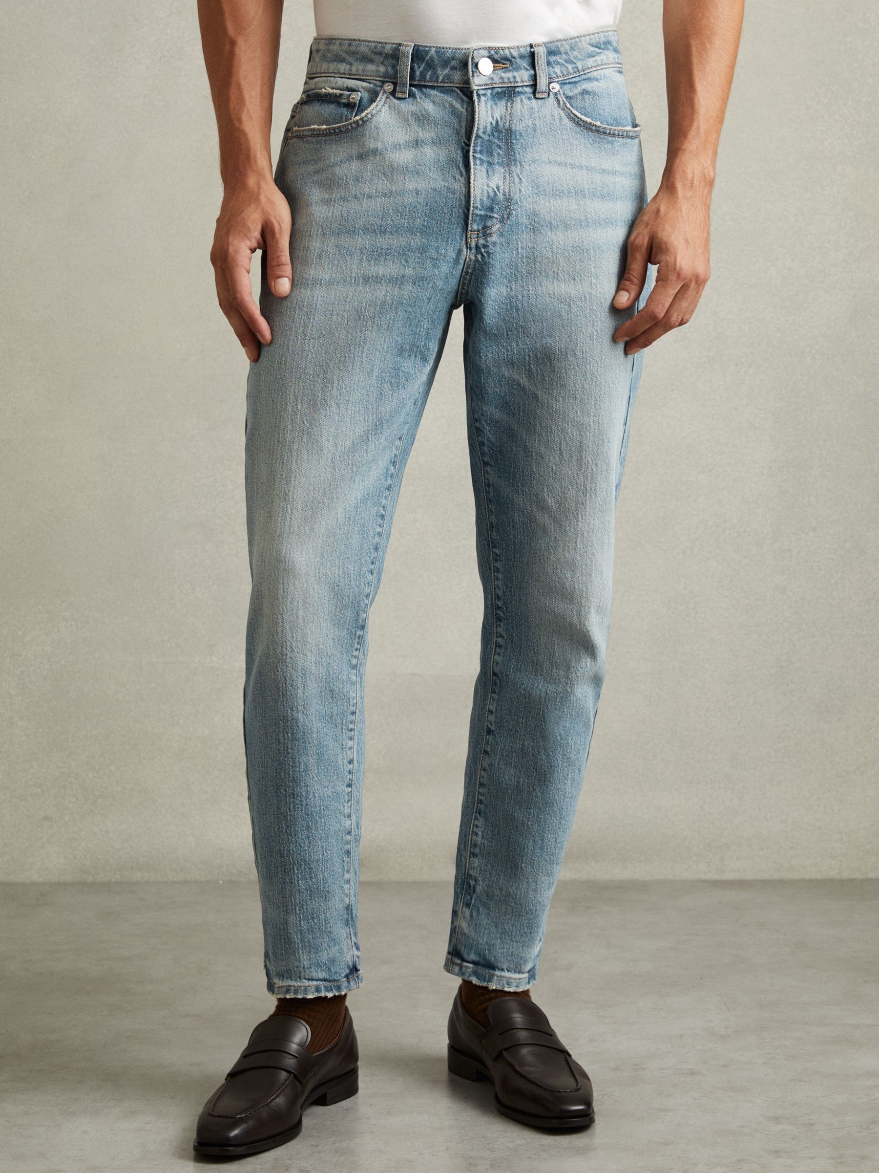 Relaxed-Fit Cropped Jeans in Light Blue Wash - Image 3 of 6