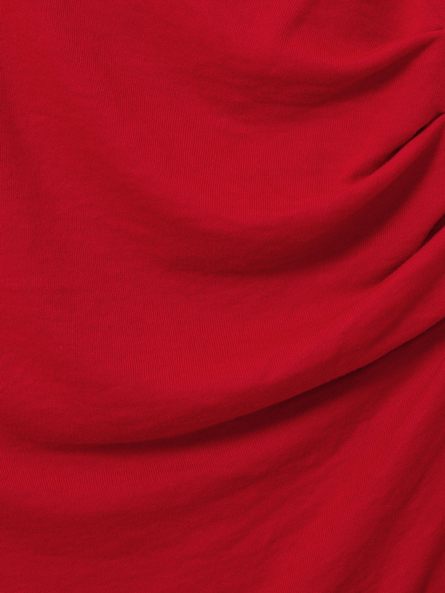 Off-The-Shoulder Jersey Midi Dress in Red - Image 6 of 6