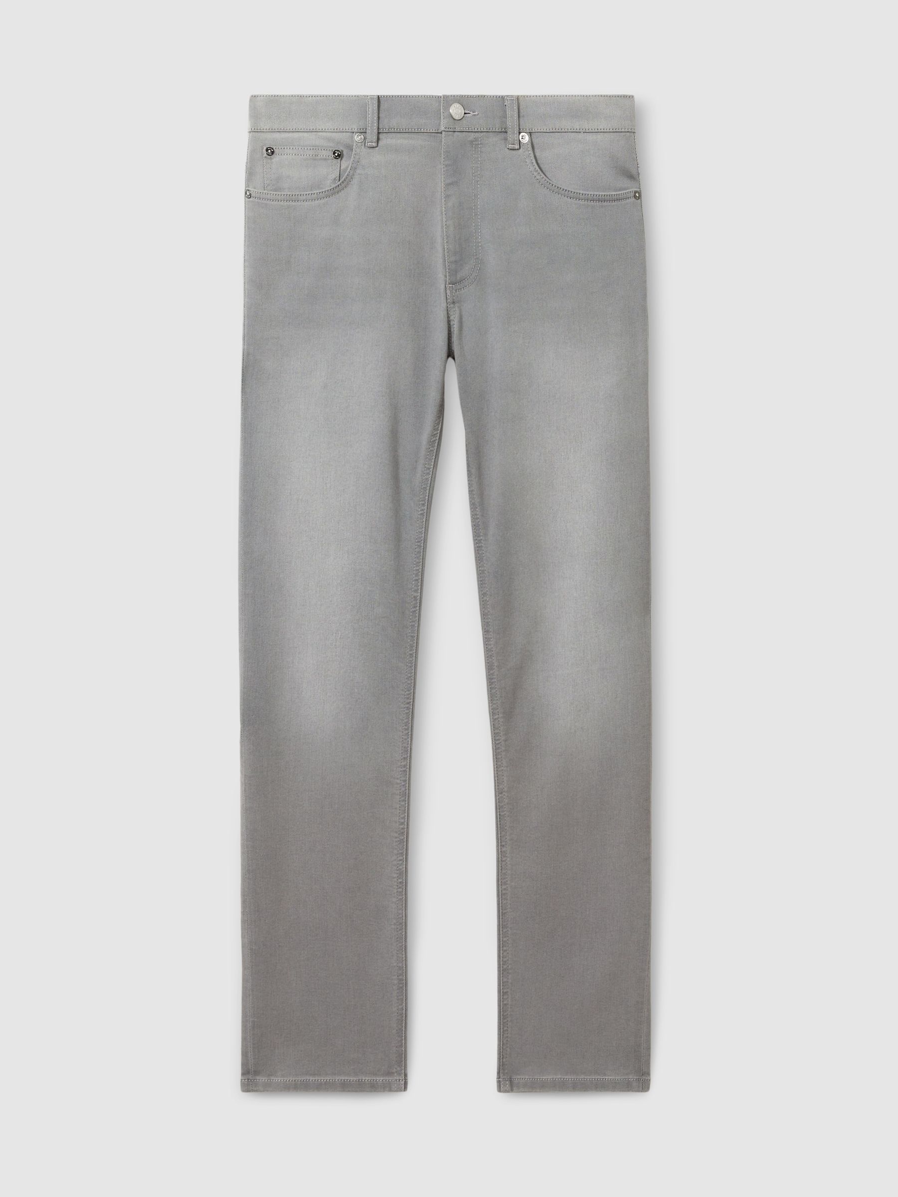 Cotton-Stretch Slim-Fit Jeans in Light Washed Grey - Image 2 of 6