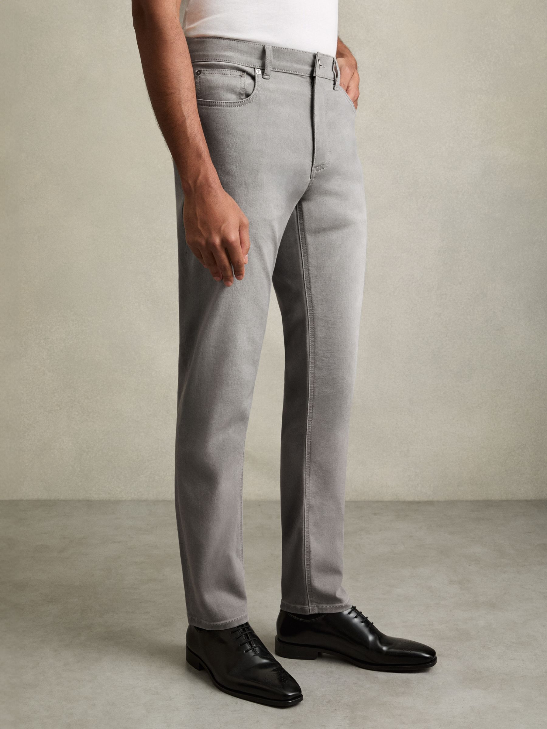 Cotton-Stretch Slim-Fit Jeans in Light Washed Grey - Image 3 of 6