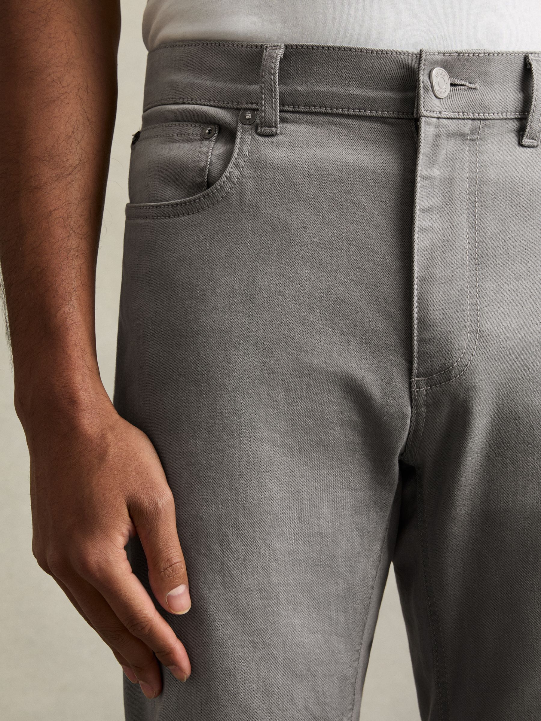 Cotton-Stretch Slim-Fit Jeans in Light Washed Grey - Image 4 of 6