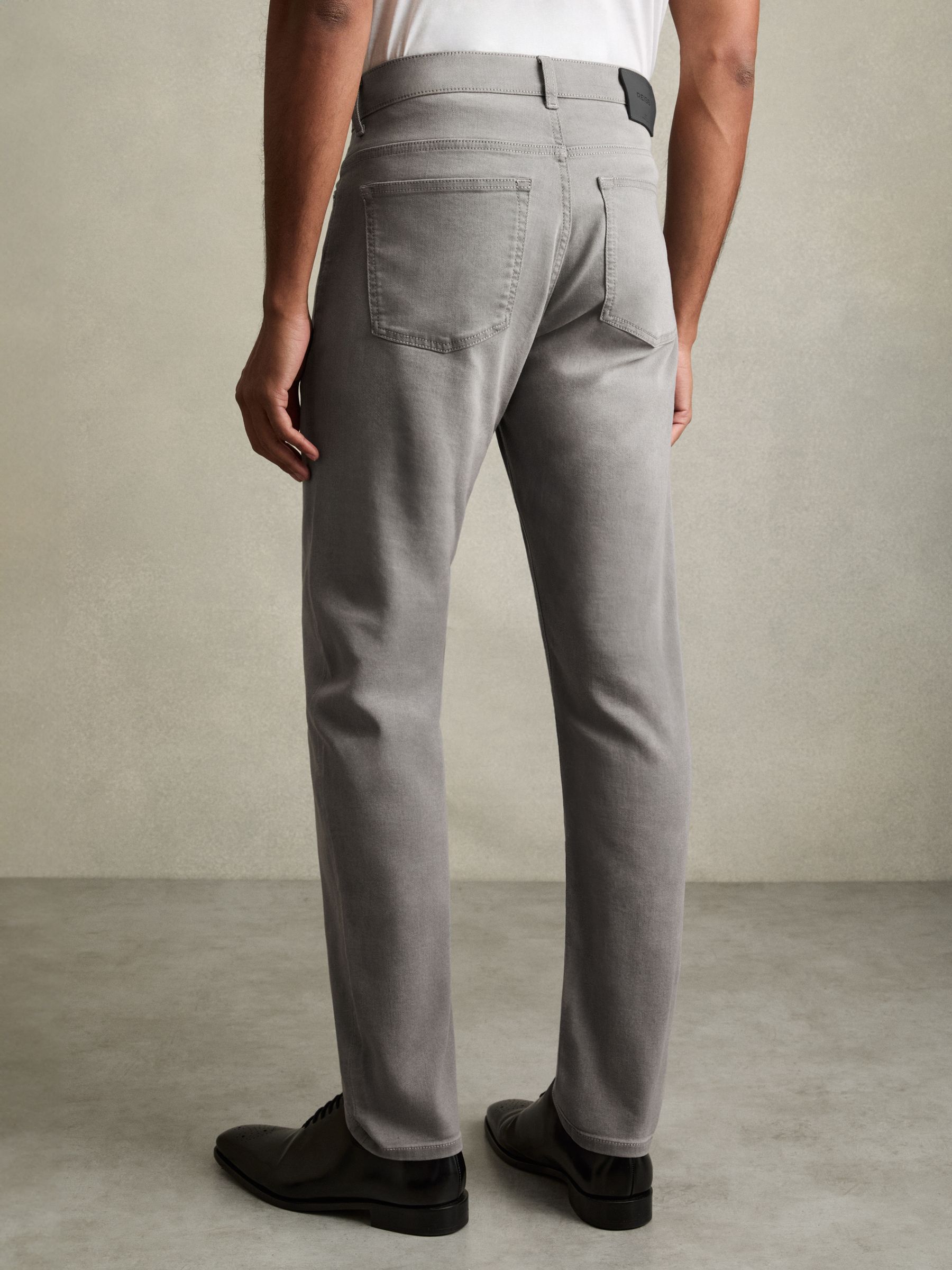 Cotton-Stretch Slim-Fit Jeans in Light Washed Grey - Image 5 of 6