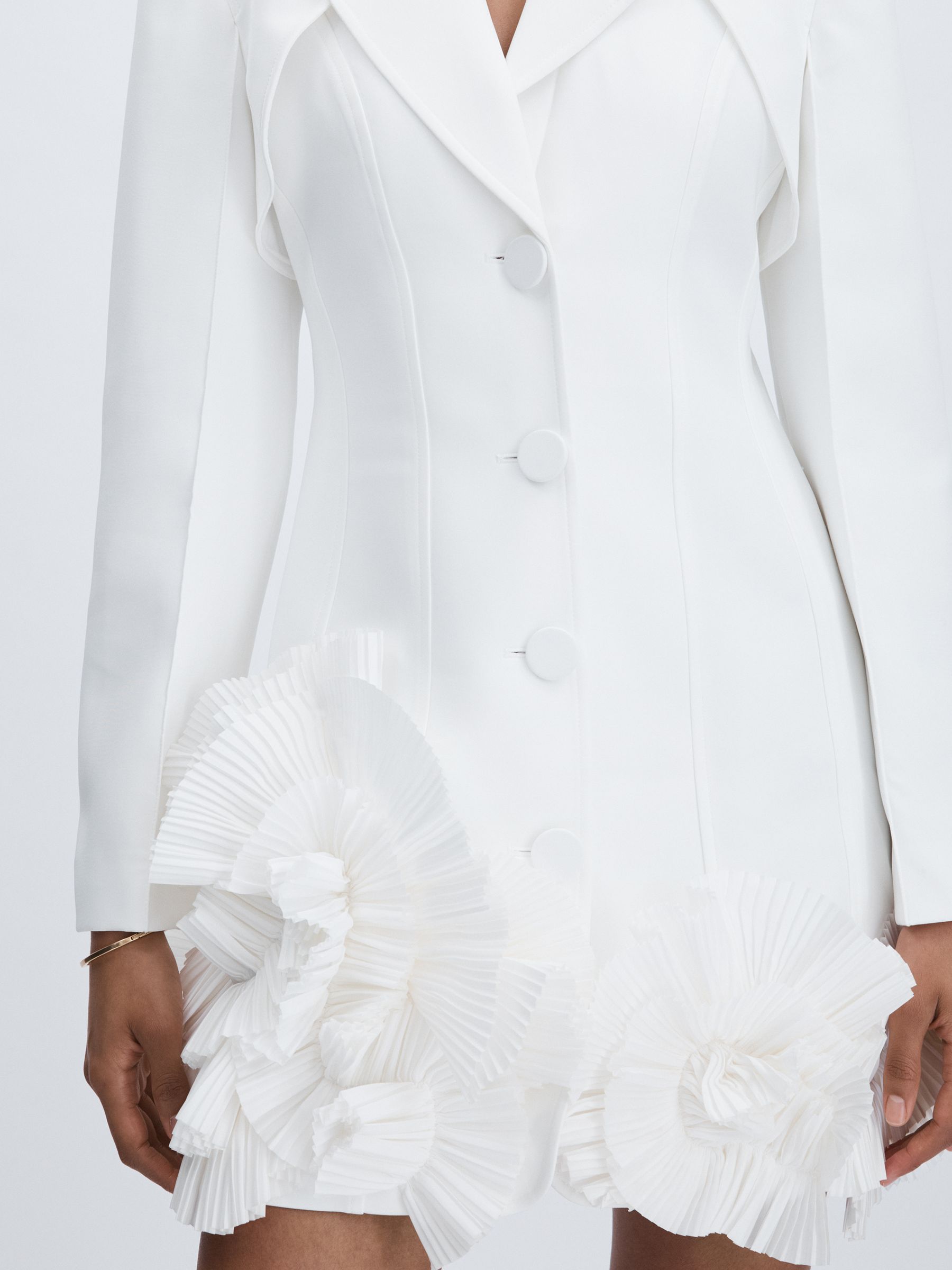 Reiss Acler Frill-Hem Blazer Mini Dress in Ivory | REISS