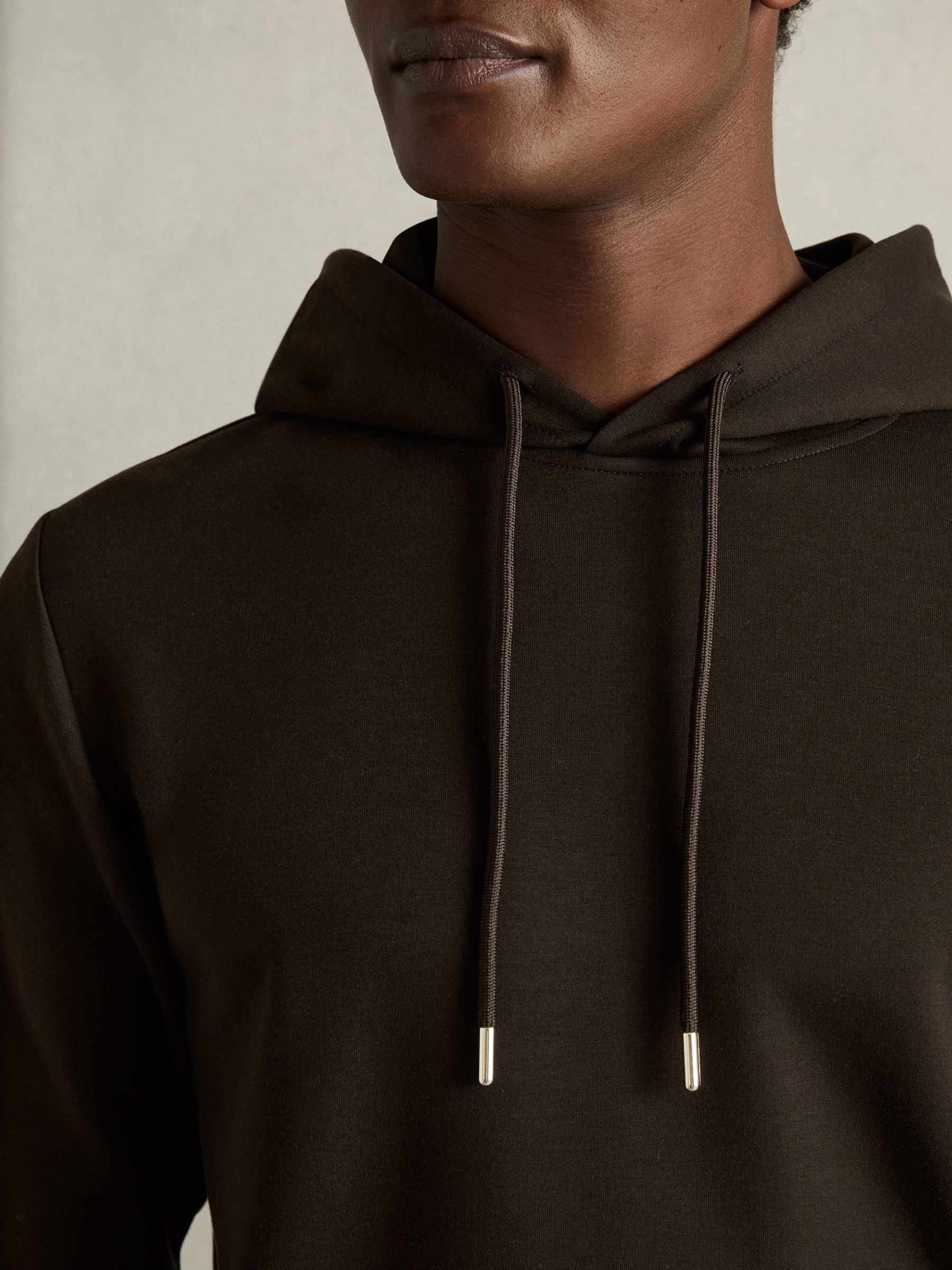Interlock Jersey Hoodie in Chocolate Brown - Image 3 of 6