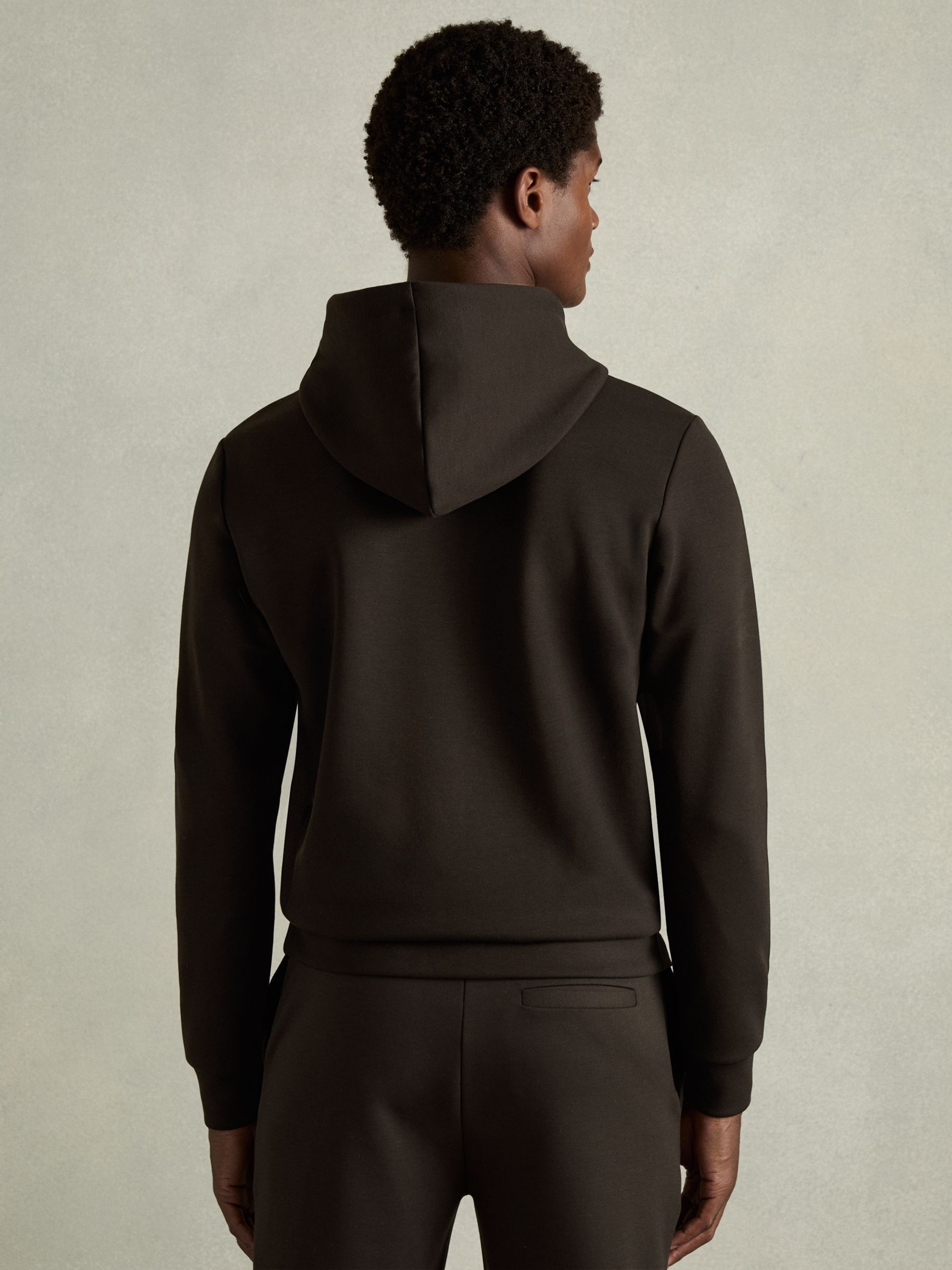 Interlock Jersey Hoodie in Chocolate Brown - Image 4 of 6