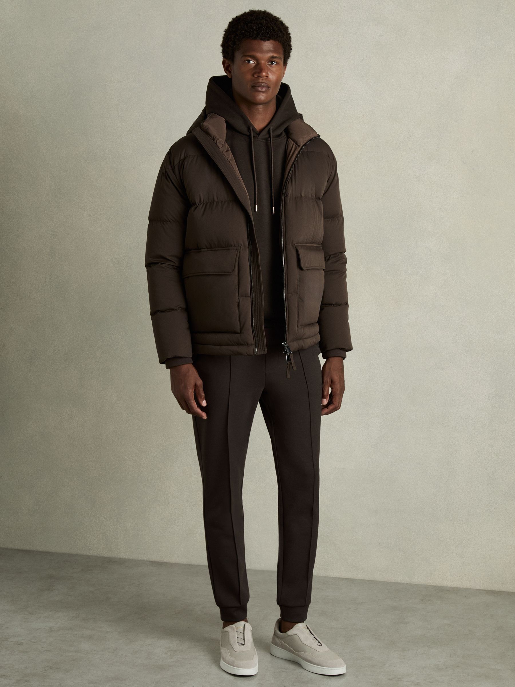 Interlock Jersey Hoodie in Chocolate Brown - Image 5 of 6