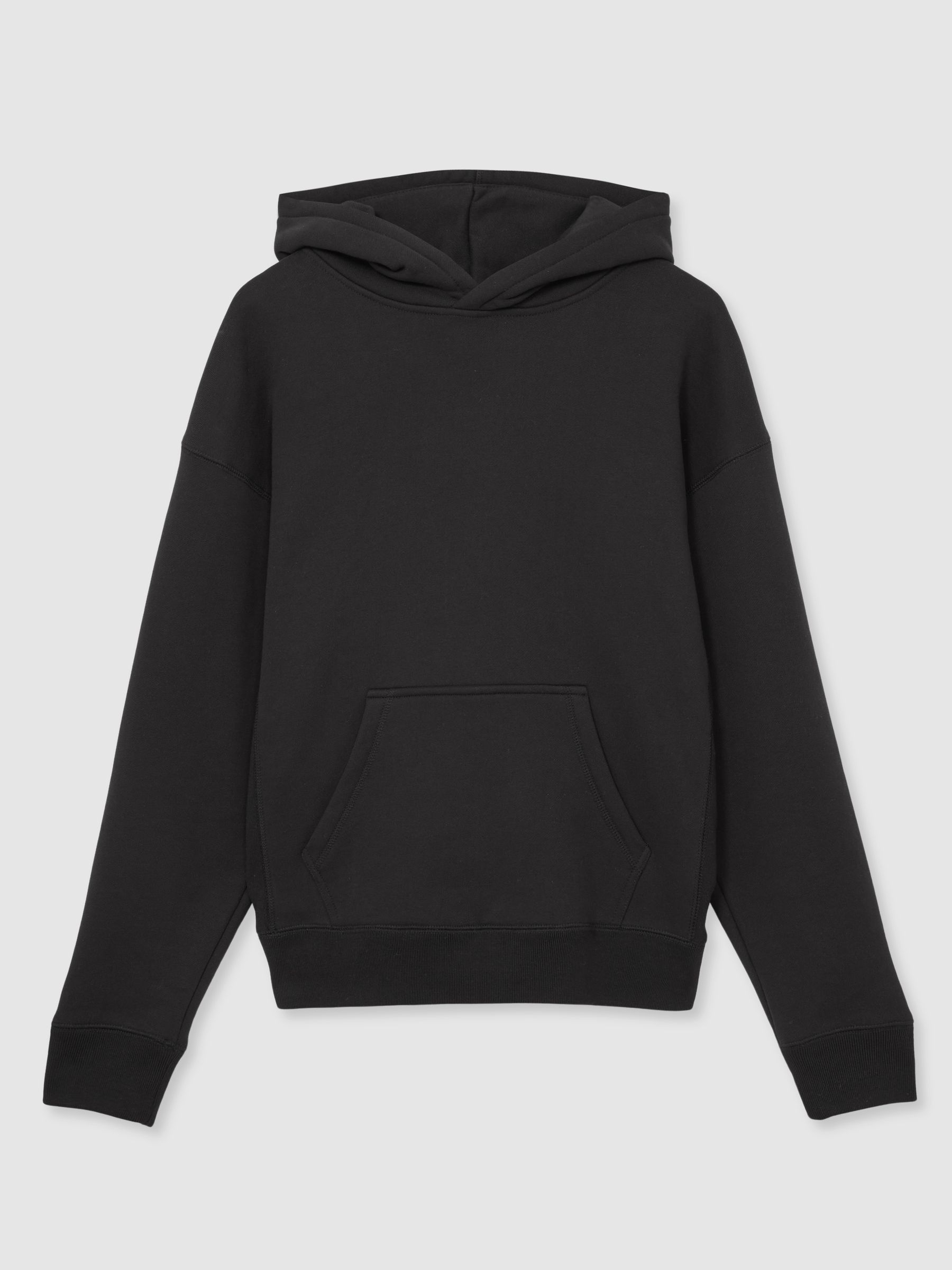Cotton Fleece-Back Hoodie in Black - Image 2 of 6