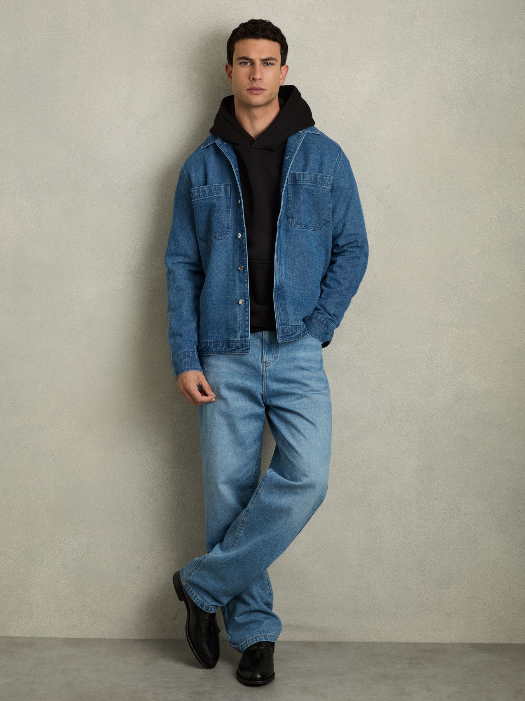 Cotton Fleece-Back Hoodie in Black - Image 3 of 6