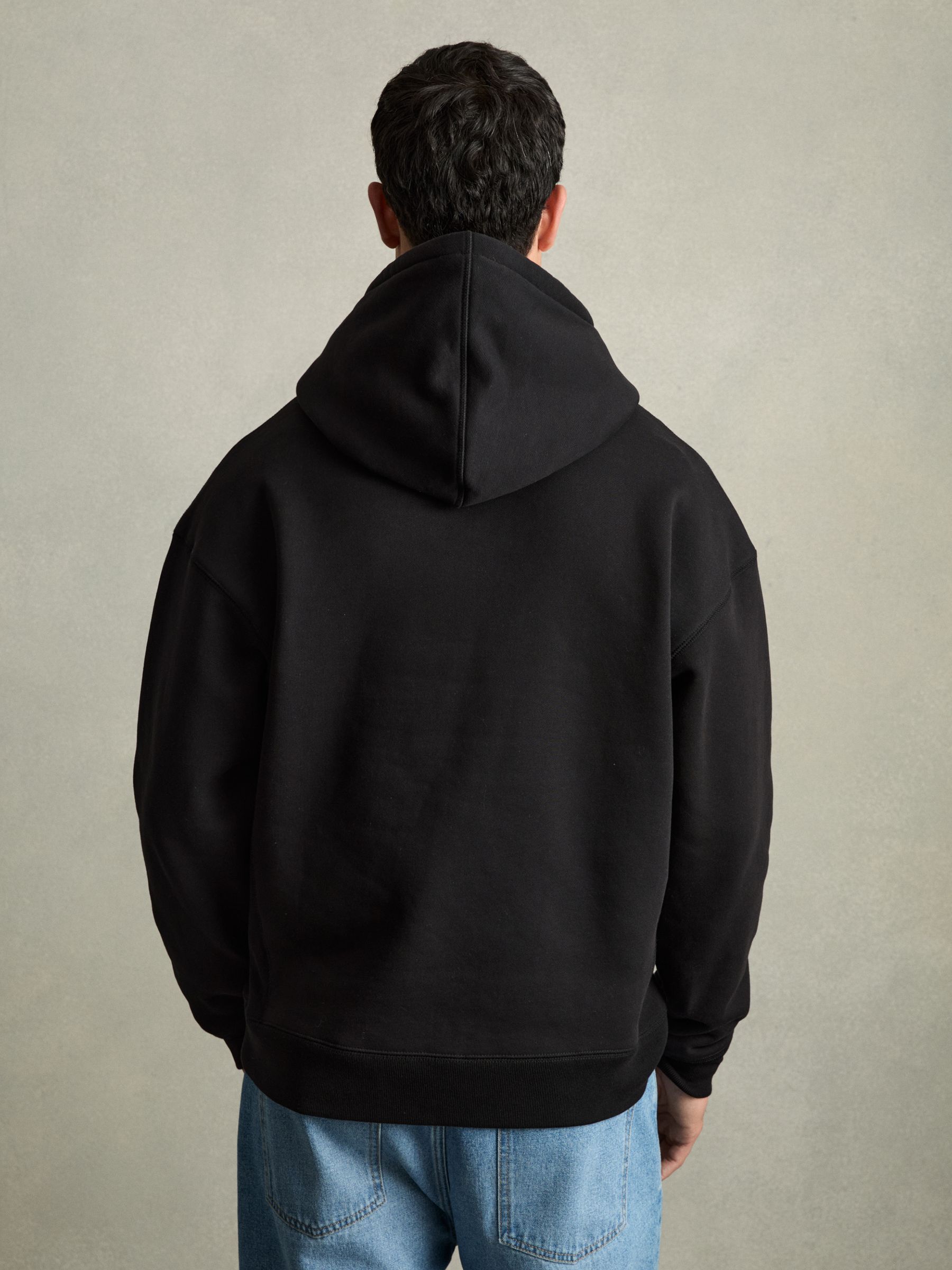 Cotton Fleece-Back Hoodie in Black - Image 5 of 6