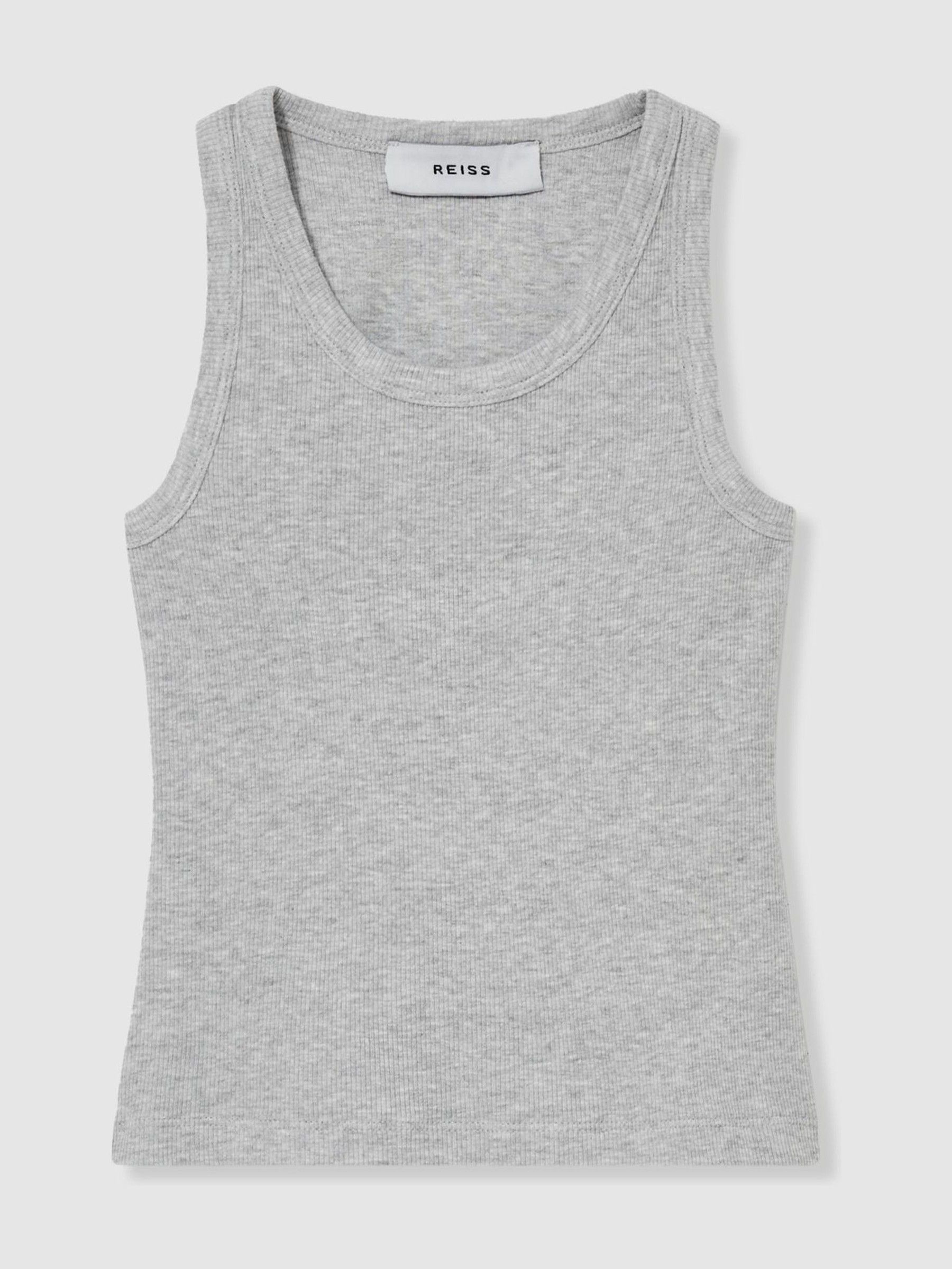 13-14 yrs Cotton Blend Ribbed Vest in Grey - Image 1 of 4