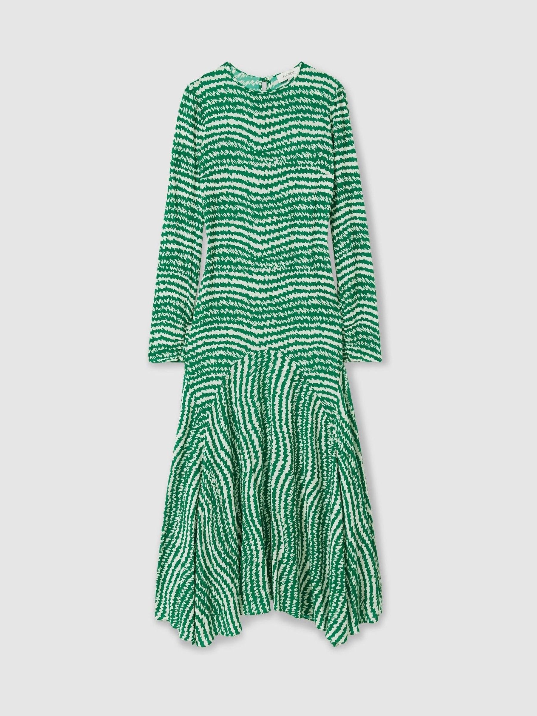 Florere Green Asymmetric Midi Dress in Green - Image 2 of 8