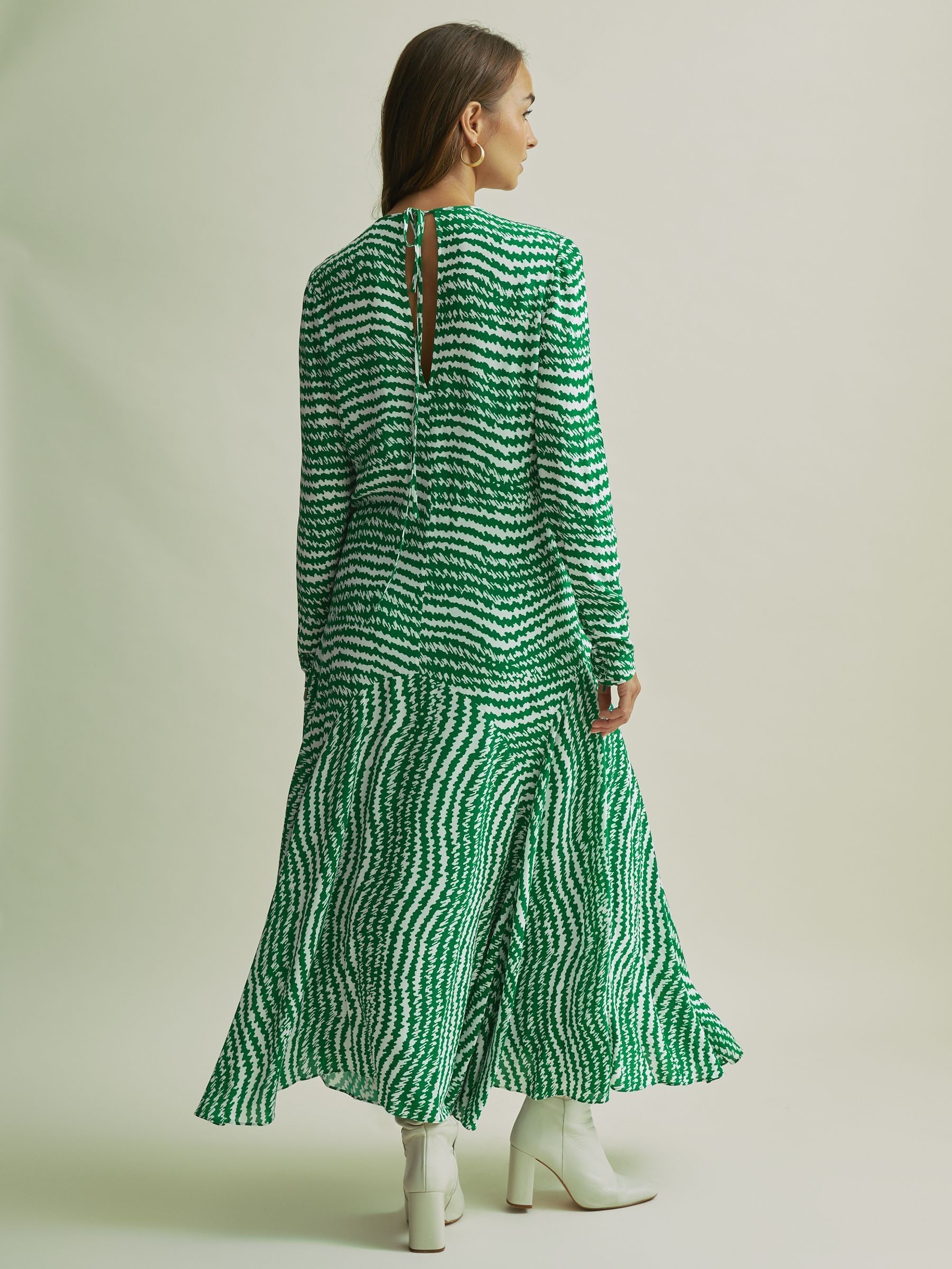 Florere Green Asymmetric Midi Dress in Green - Image 5 of 8