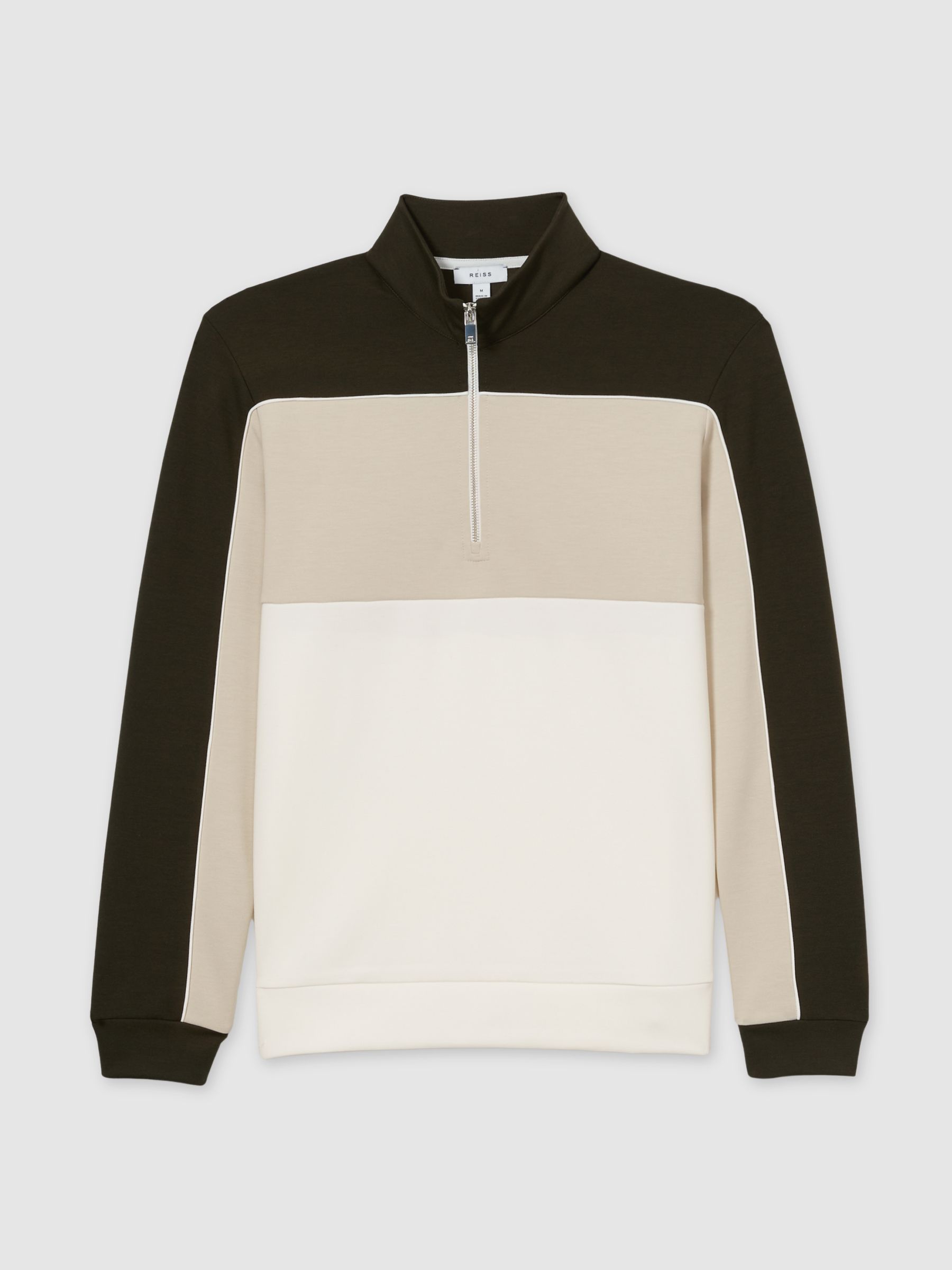Interlock Colour-Block Half-Zip Sweatshirt in Forest Green/Off White - Image 2 of 6