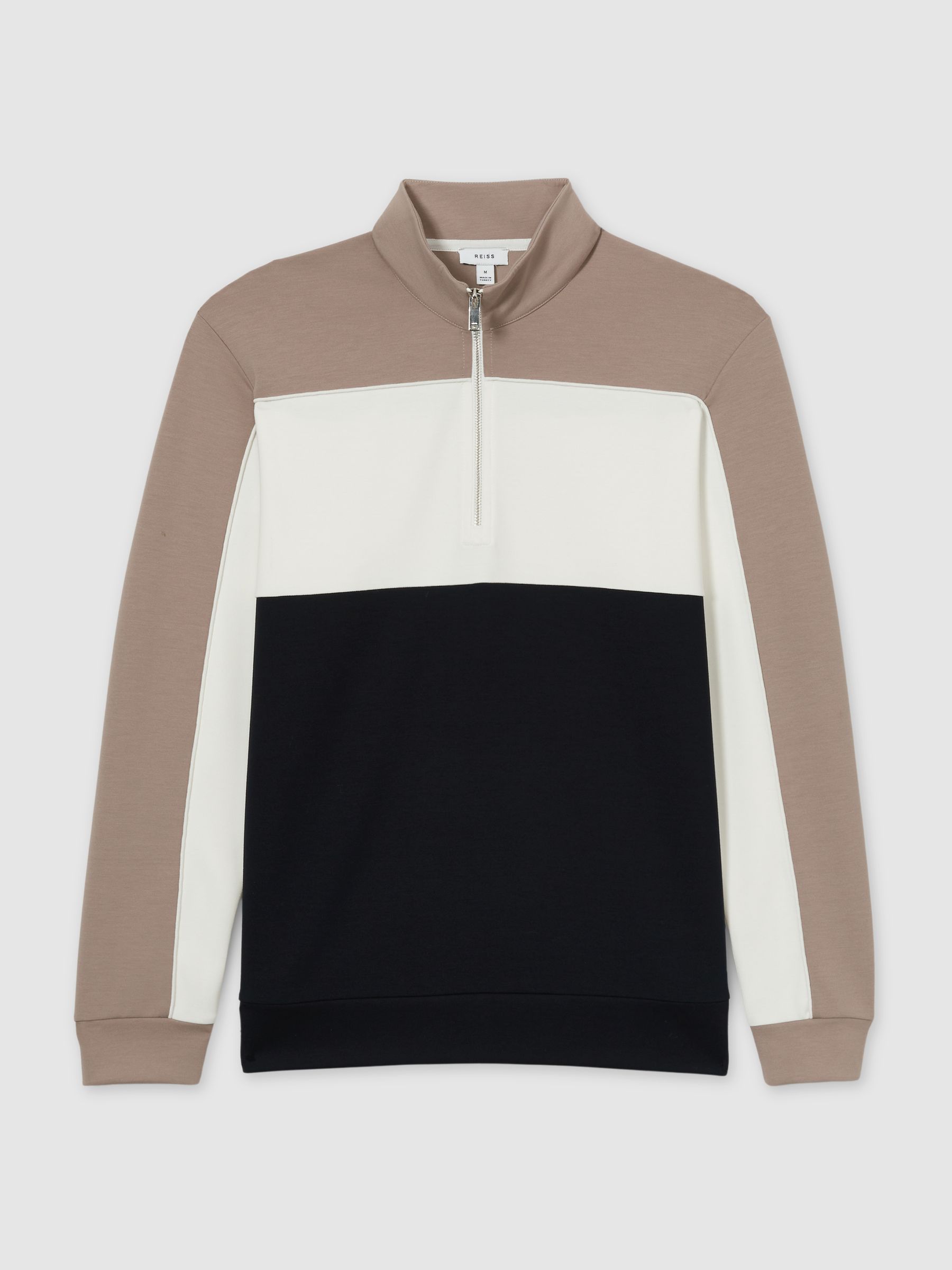 Interlock Colour-Block Half-Zip Sweatshirt in Navy/Taupe - Image 2 of 6