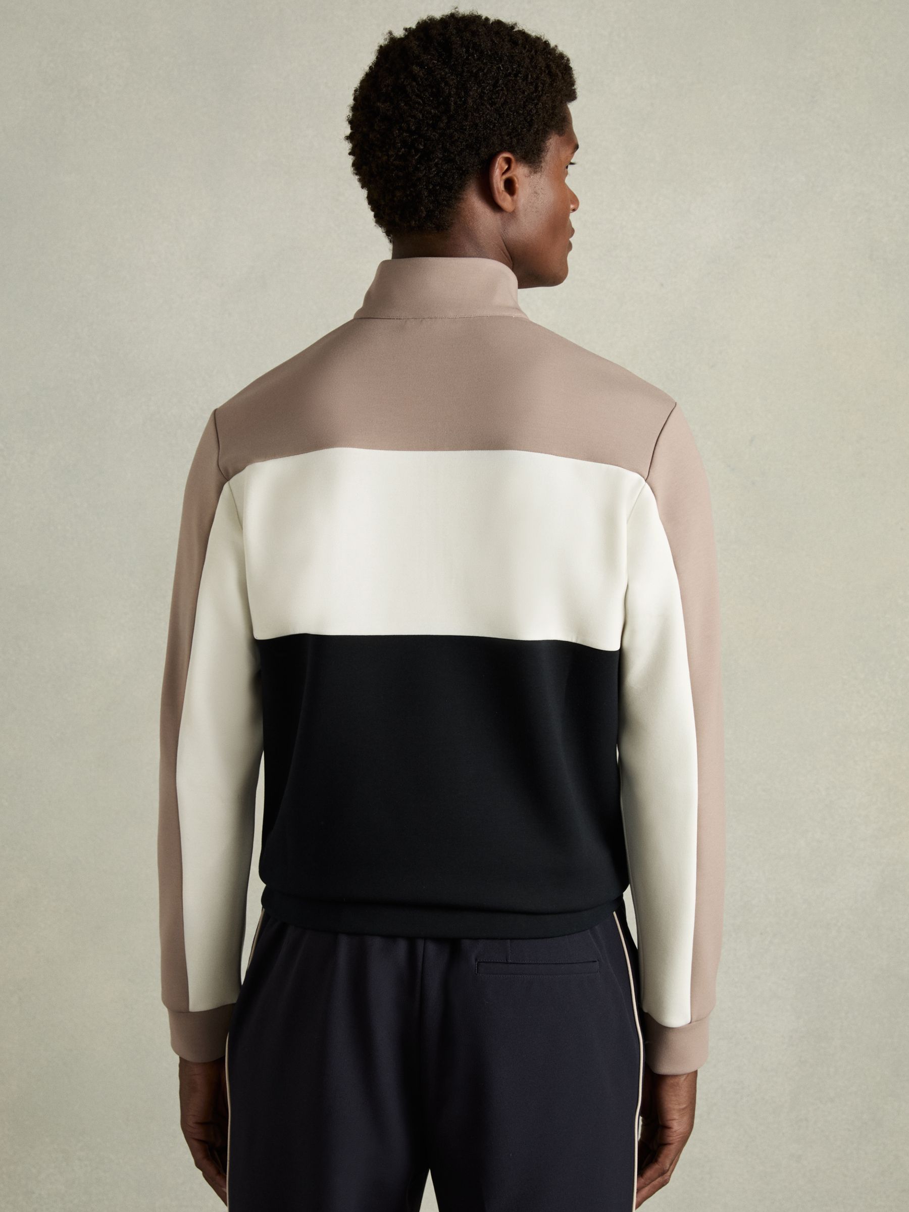 Interlock Colour-Block Half-Zip Sweatshirt in Navy/Taupe - Image 5 of 6