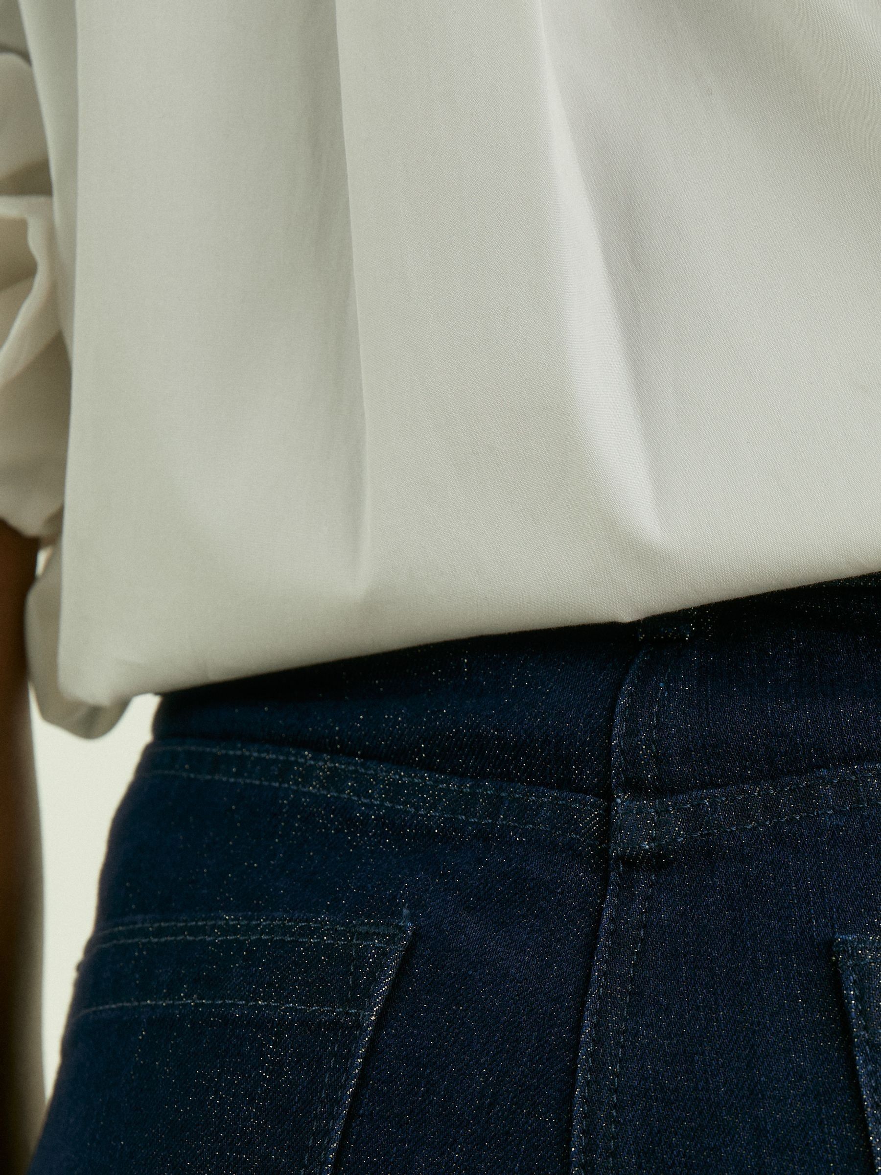 Slim-Leg Metallic-Thread Turn-Up Jeans in Indigo - Image 4 of 7