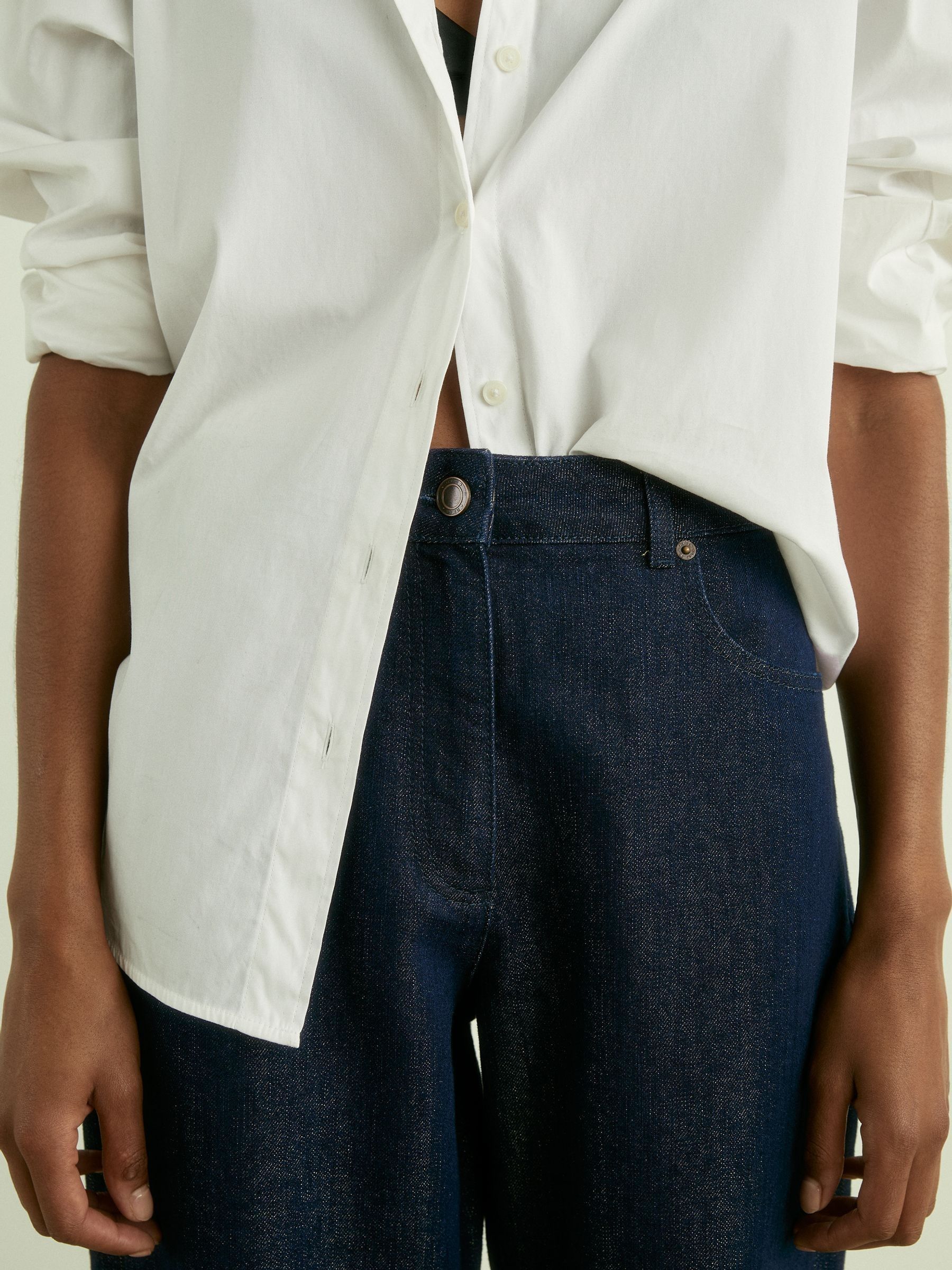 Slim-Leg Metallic-Thread Turn-Up Jeans in Indigo - Image 6 of 7