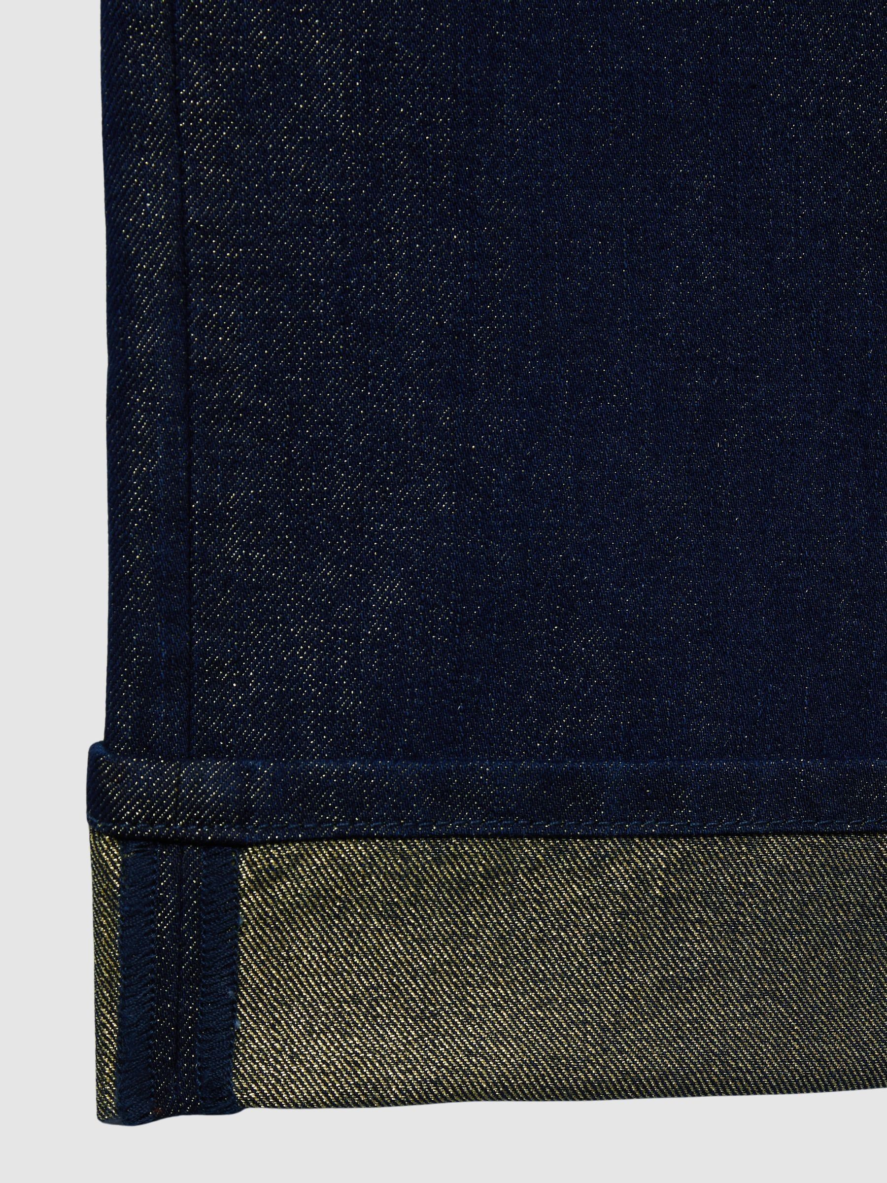 Slim-Leg Metallic-Thread Turn-Up Jeans in Indigo - image 2