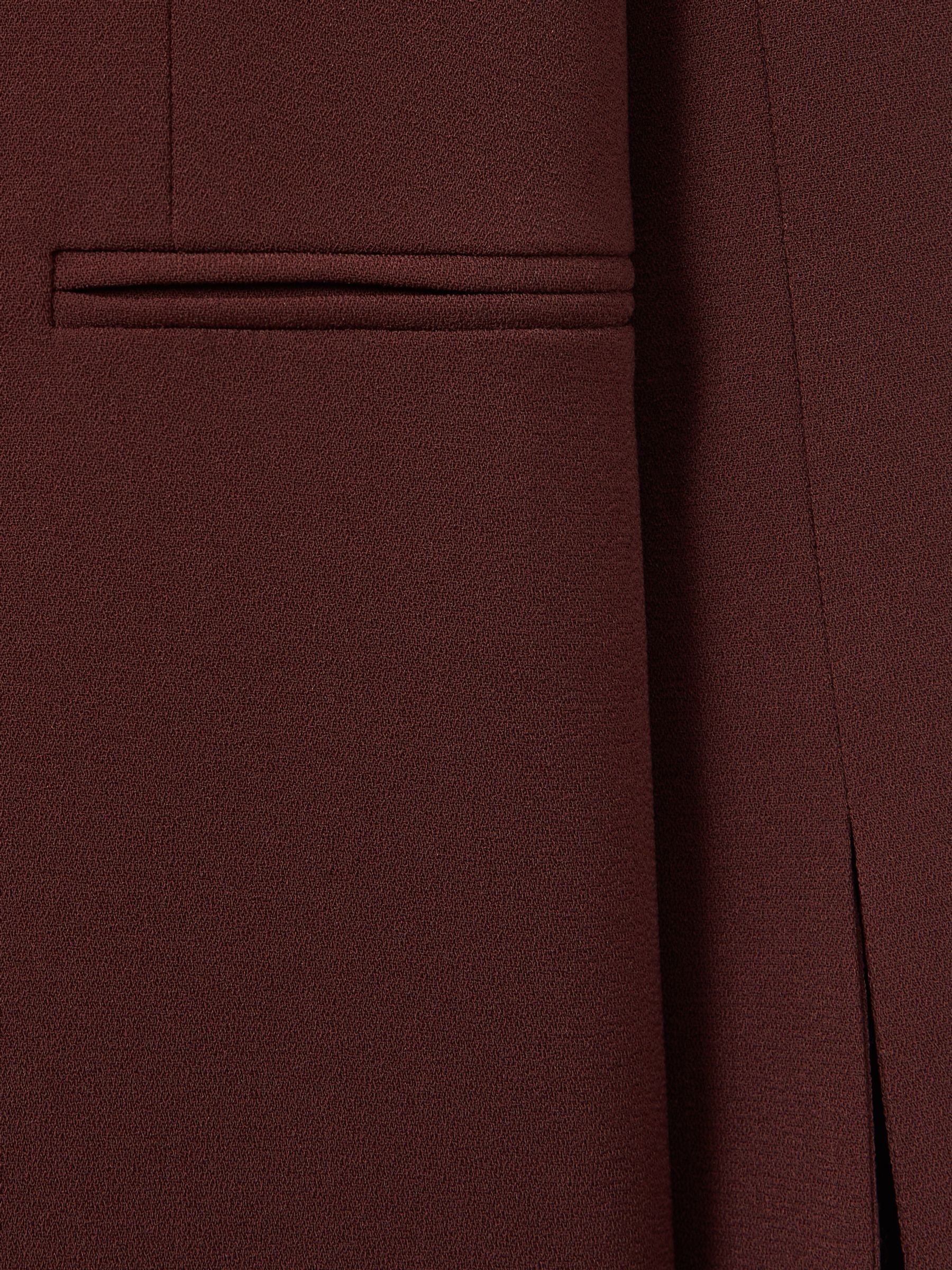 Florere Burgundy Collarless Double Breasted Blazer in Burgundy - Image 6 of 7