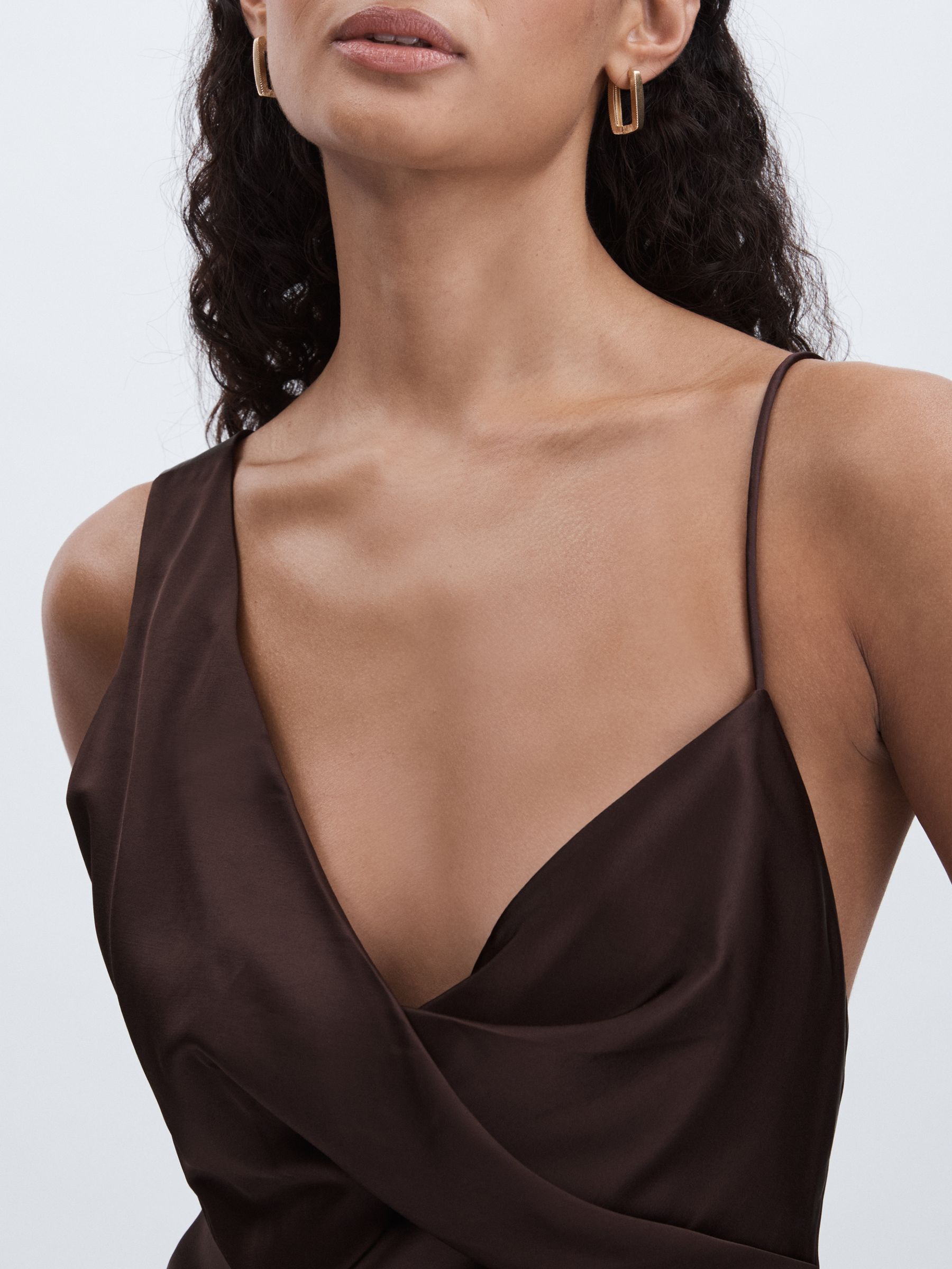 Significant Other Asymmetric Draped Maxi Dress in Chocolate - Image 4 of 6