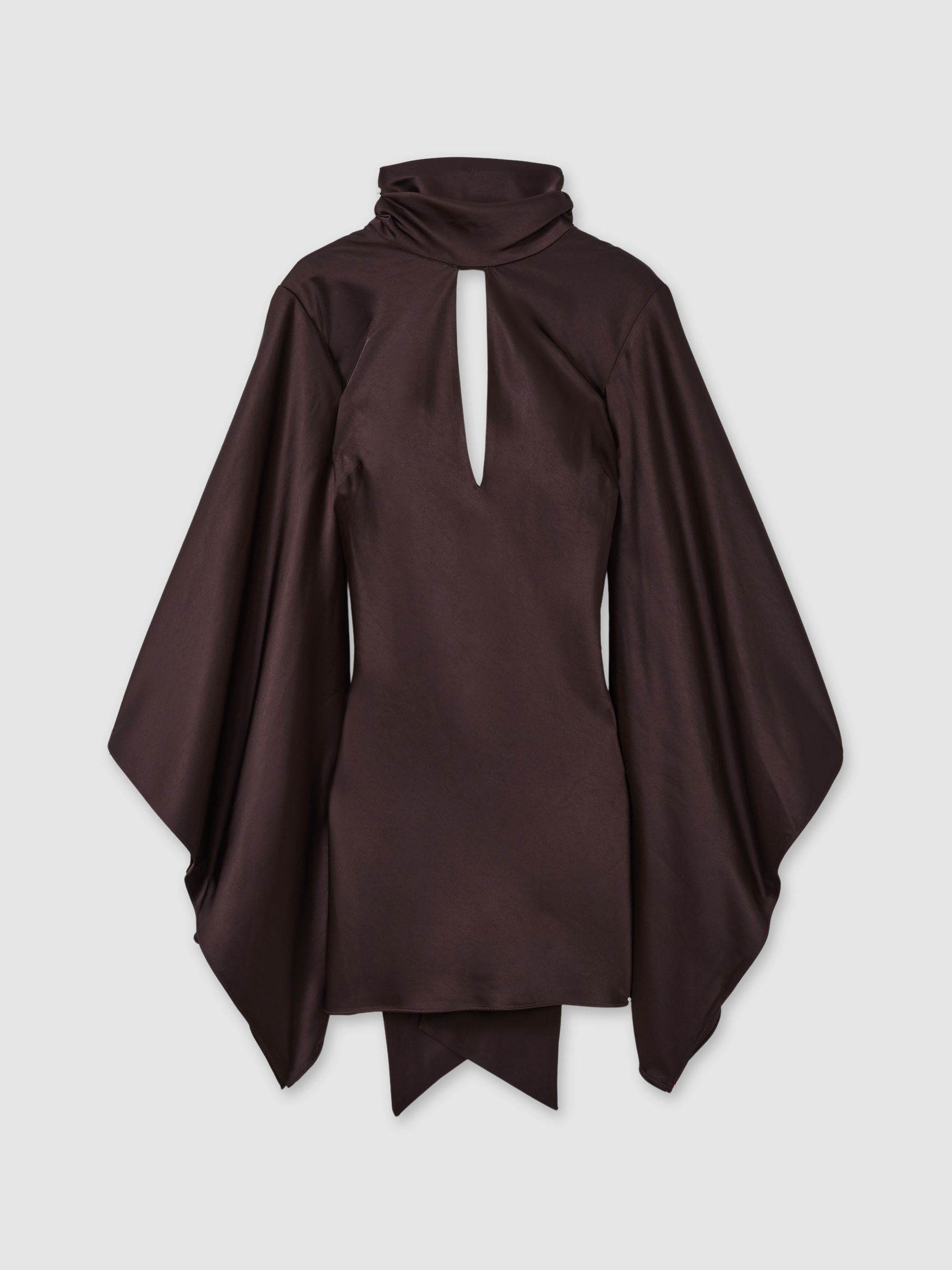 Significant Other Cape-Sleeve Mini Dress in Chocolate - Image 2 of 6