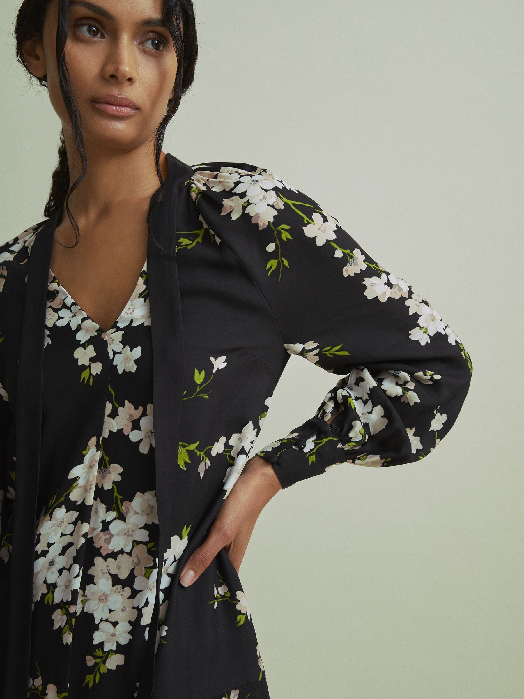 Florere Dropped Waist Mini Dress in Black - Image 3 of 7
