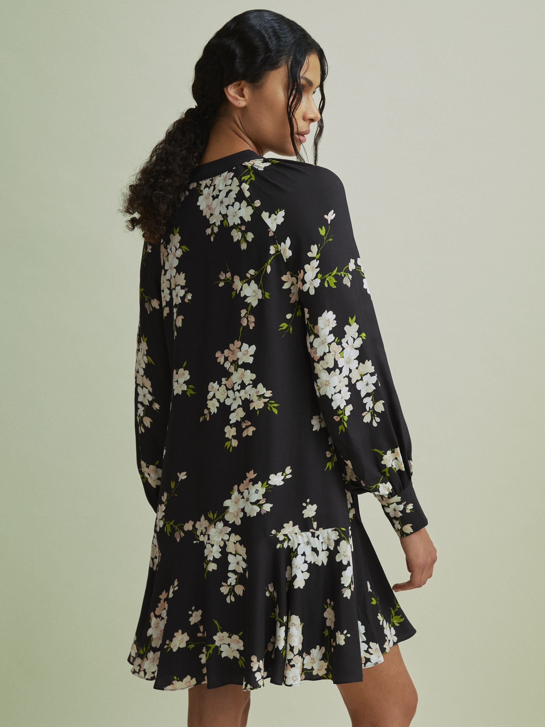 Florere Dropped Waist Mini Dress in Black - Image 4 of 7