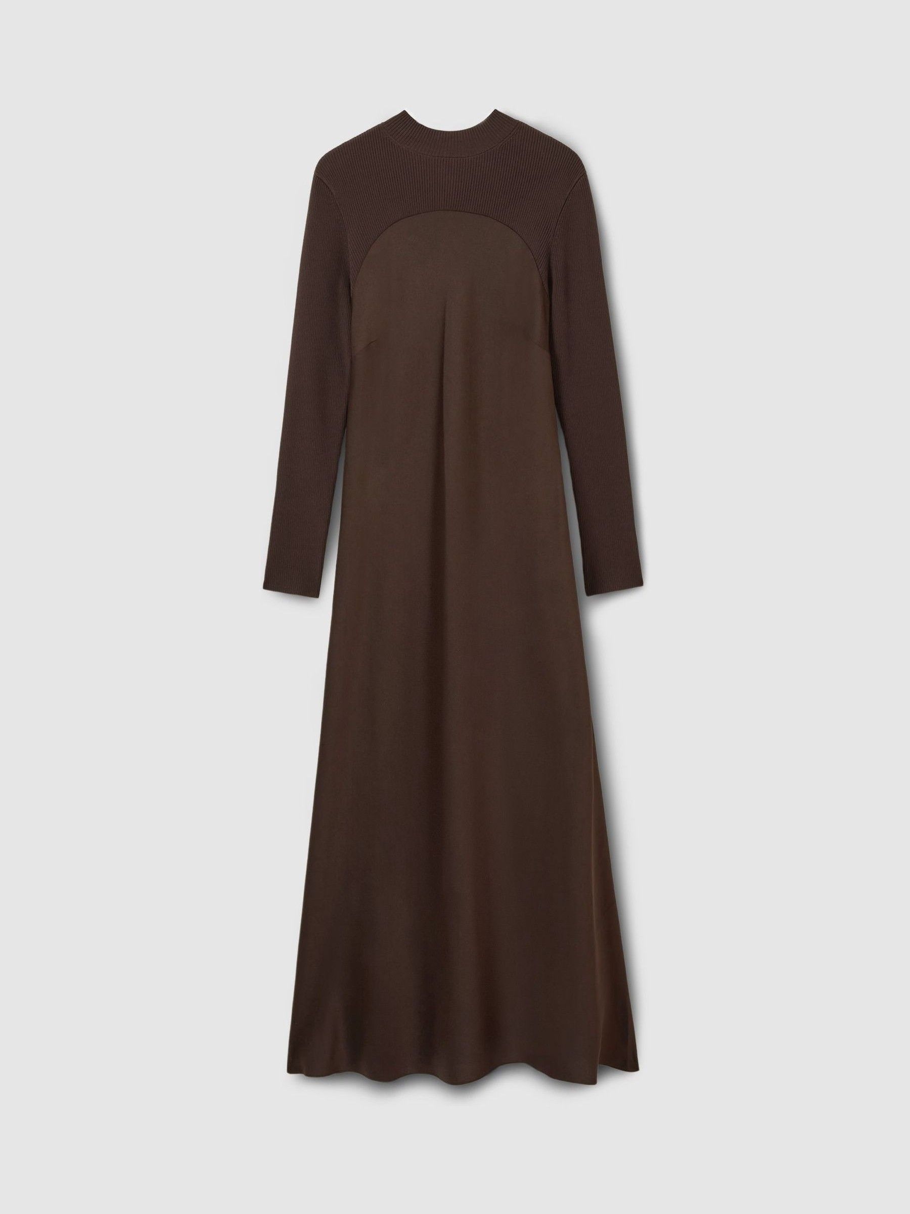 Florere Hybrid Knit Midi Chocolate Dress in Chocolate - Image 2 of 6